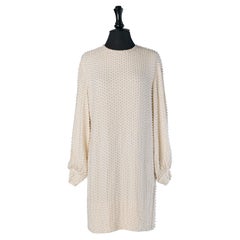 Off-white crêpe cocktail dress with pearls embellishment MARCIA'S Off-white crêpe cocktail dress with pearls embellishment MARCIA'S