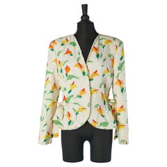 Off-White einreihige Jacke aus Crêpe mit Blumenprint Valentino Boutique