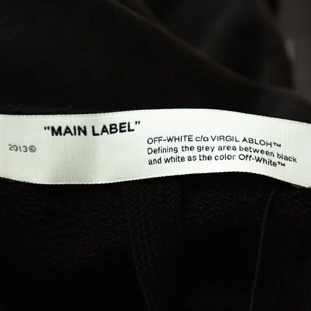 Black Off-White Dark Grey Hand Logo Print Cotton Sweatshirt M