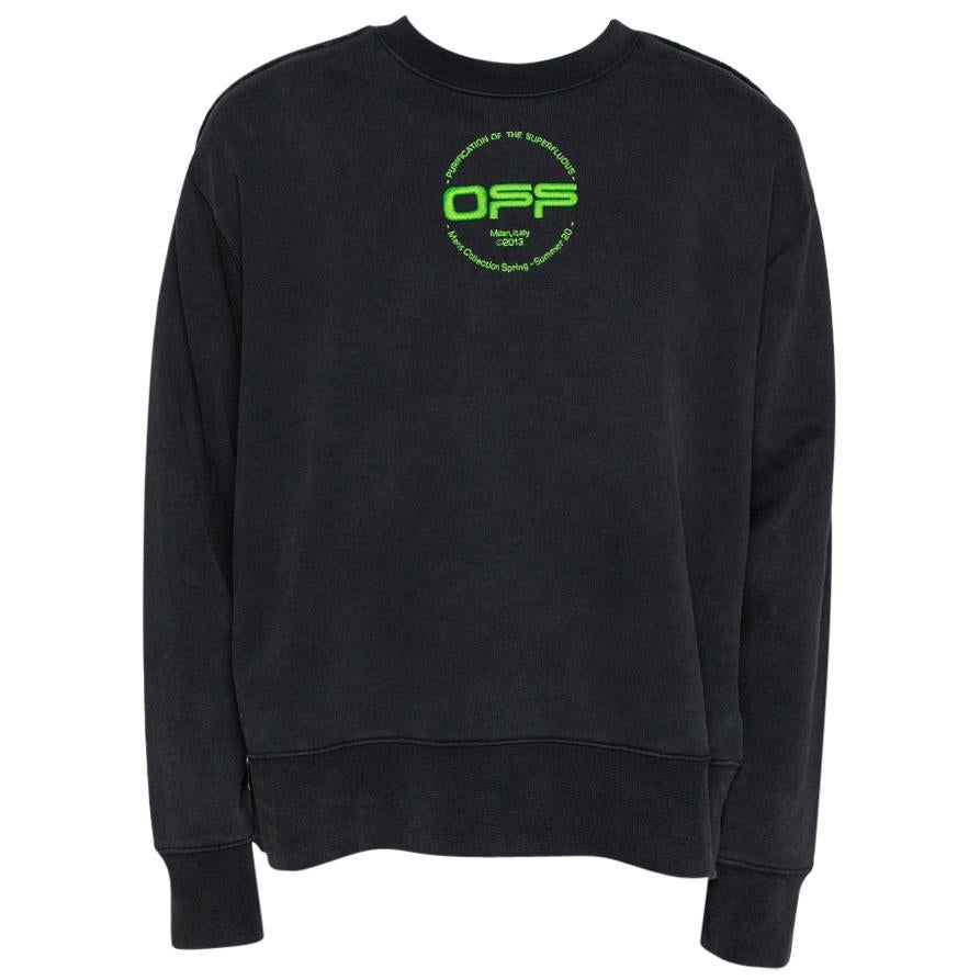 Off-White Dark Grey Hand Logo Print Cotton Sweatshirt M