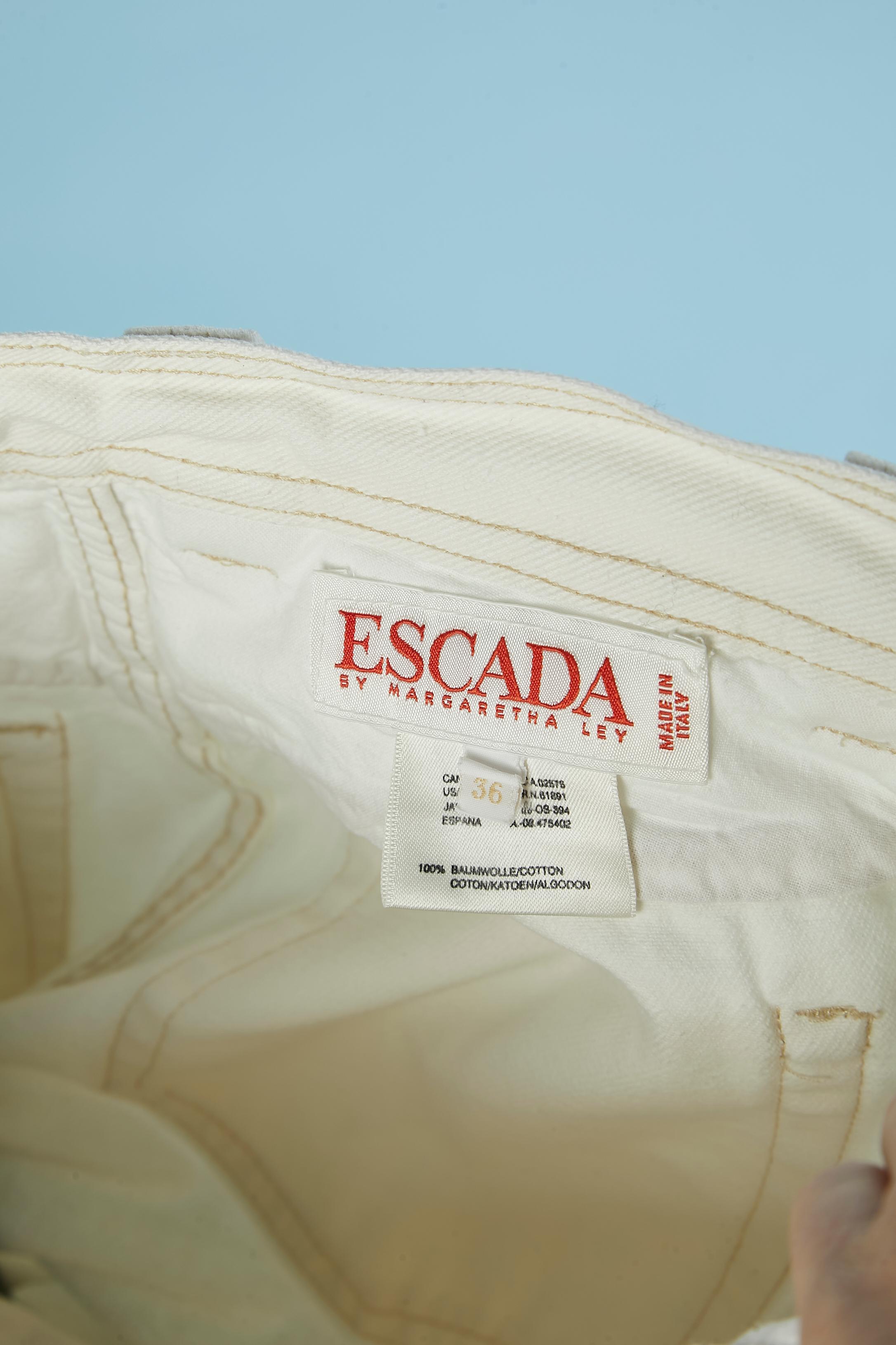 Off-white denim jean with stars and anchor threads embroideries Escada  For Sale 3