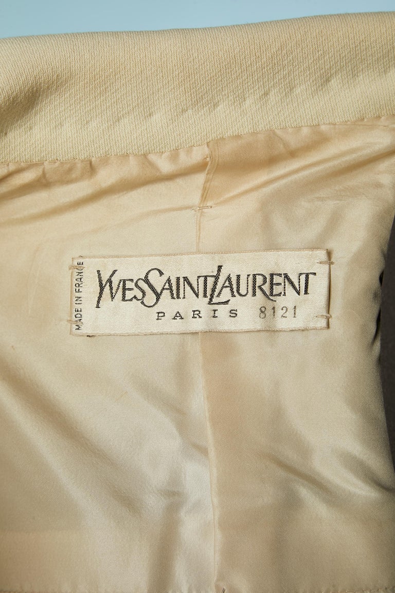 Offwhite doublebreasted coat with martingale Yves Saint Laurent 1964 Numbered For Sale at 1stDibs