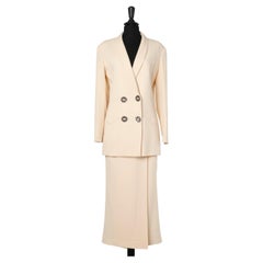 Retro Off-white double-breasted jacket skirt- suit Chantal Thomass 