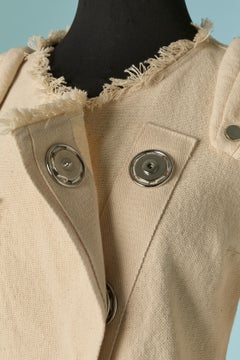 Giacca doppiopetto in lino bianco sporco imbottita sulle spalle JC DEELBAJAC