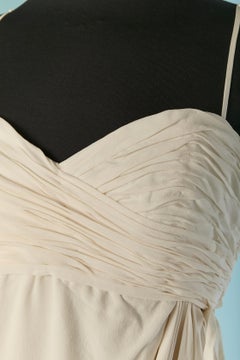 Off-white draped and wrapped silk cocktail dress PIERRE BALMAIN Ivoire