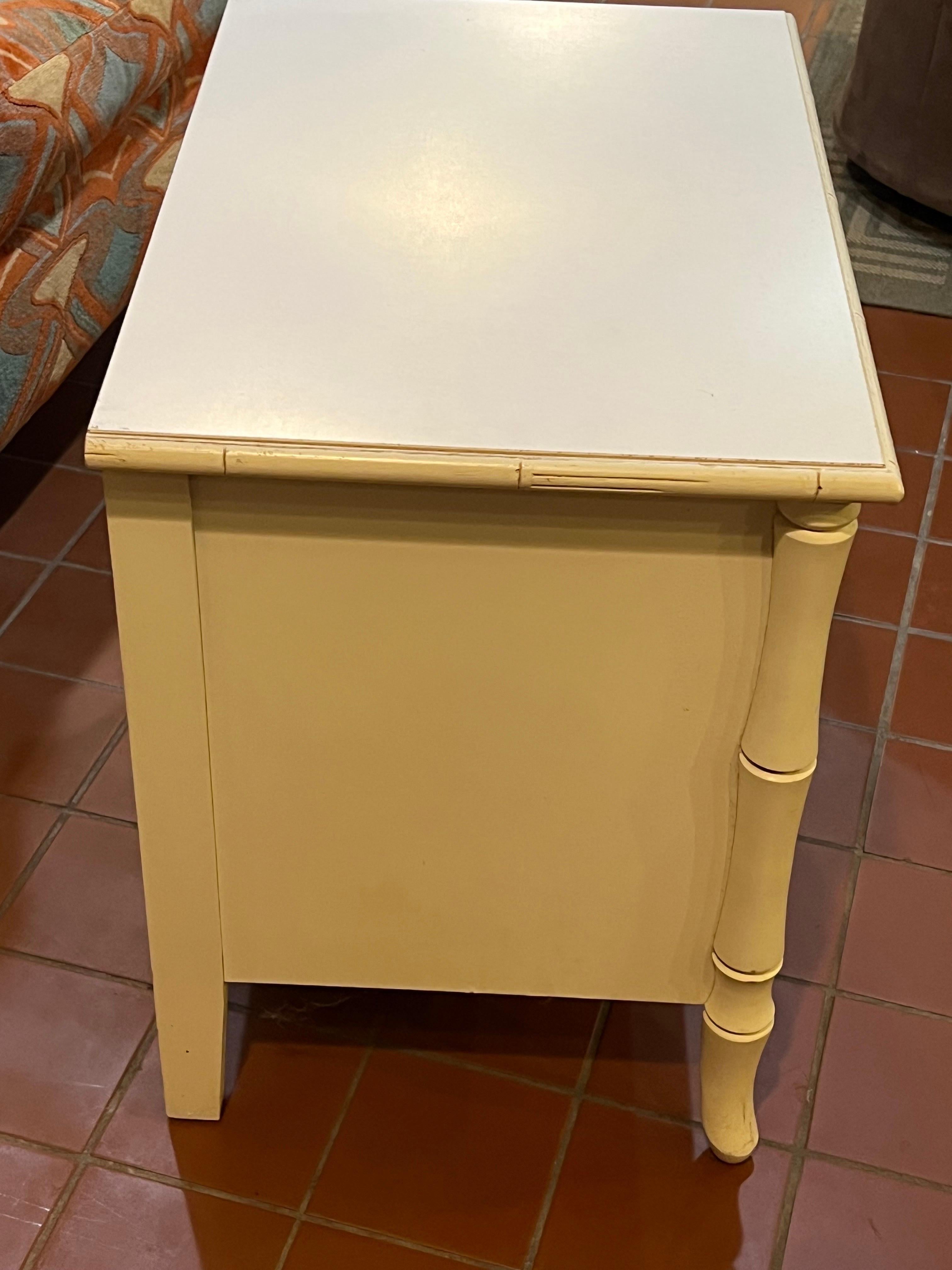 Metal Broyhill Buttercream Faux Bamboo Nightstand