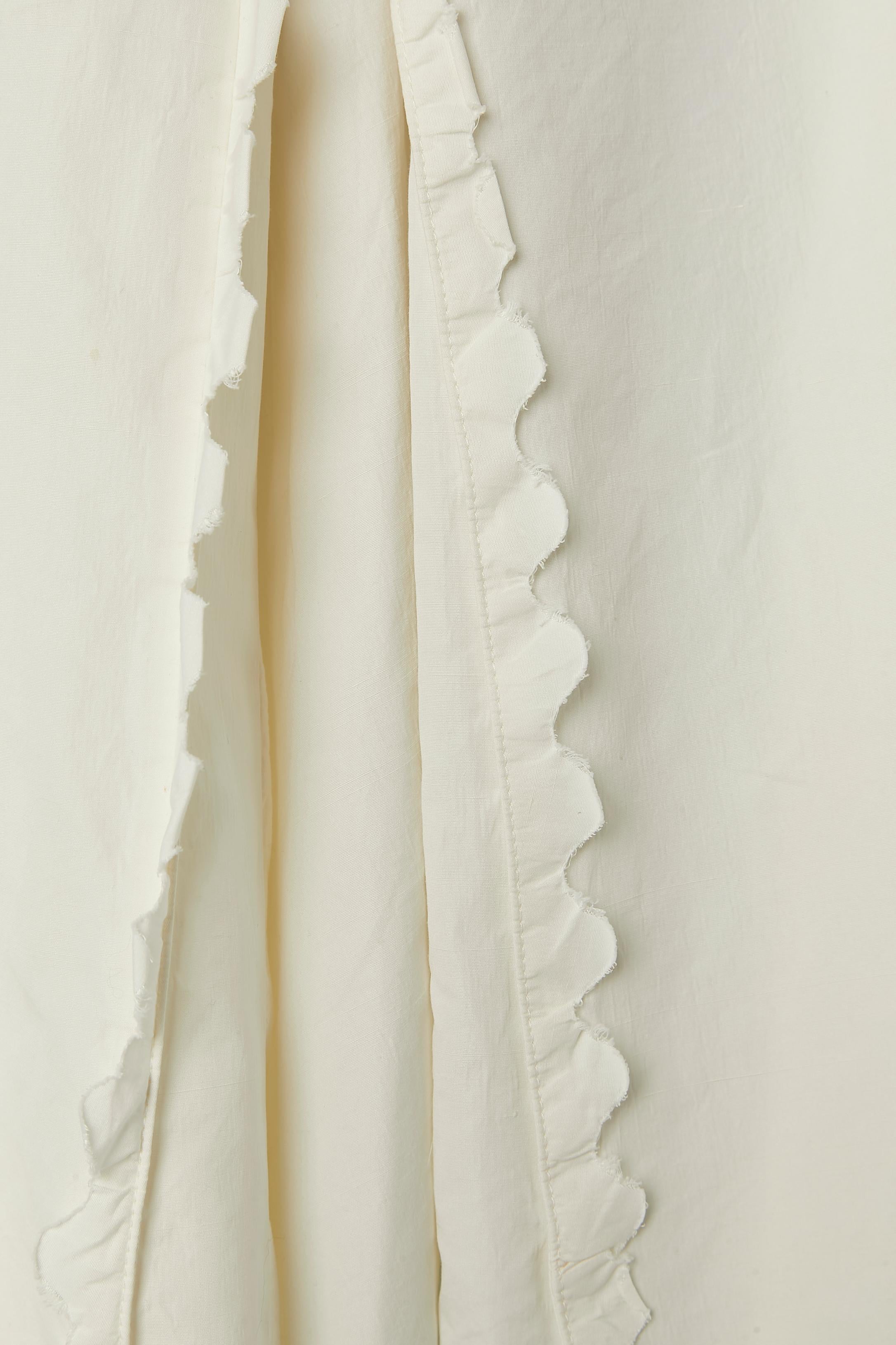 Off-white flare cotton skirt with box-pleats and fabric belt Yves Saint Laurent In Excellent Condition In Saint-Ouen-Sur-Seine, FR