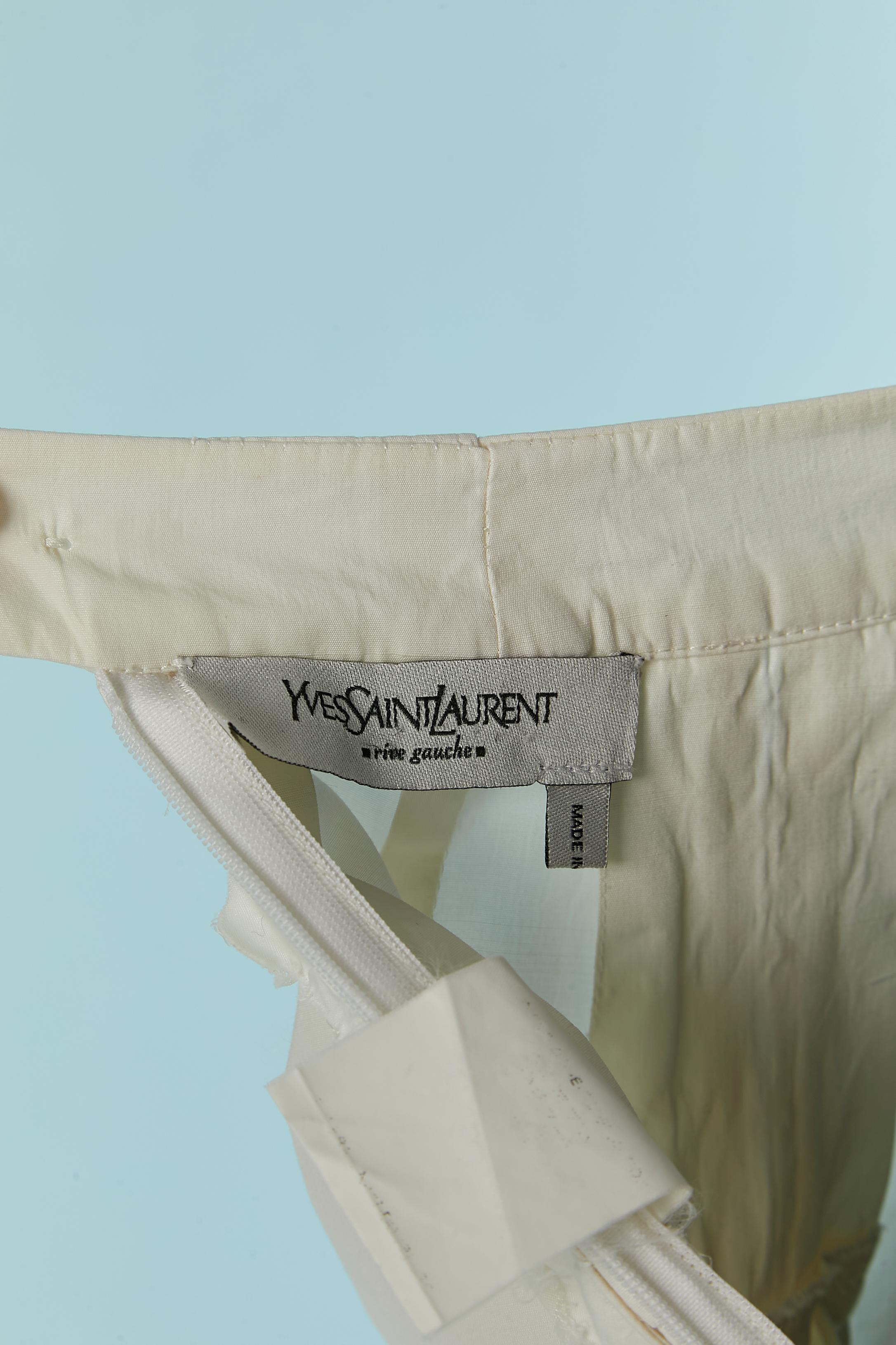 Off-white flare cotton skirt with box-pleats and fabric belt Yves Saint Laurent 2