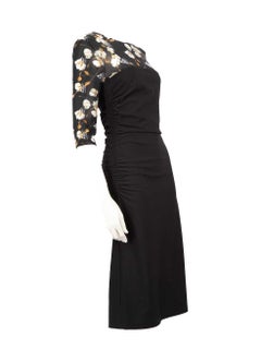 Off-White Floral Print Mesh Panel Midi Dress Size S