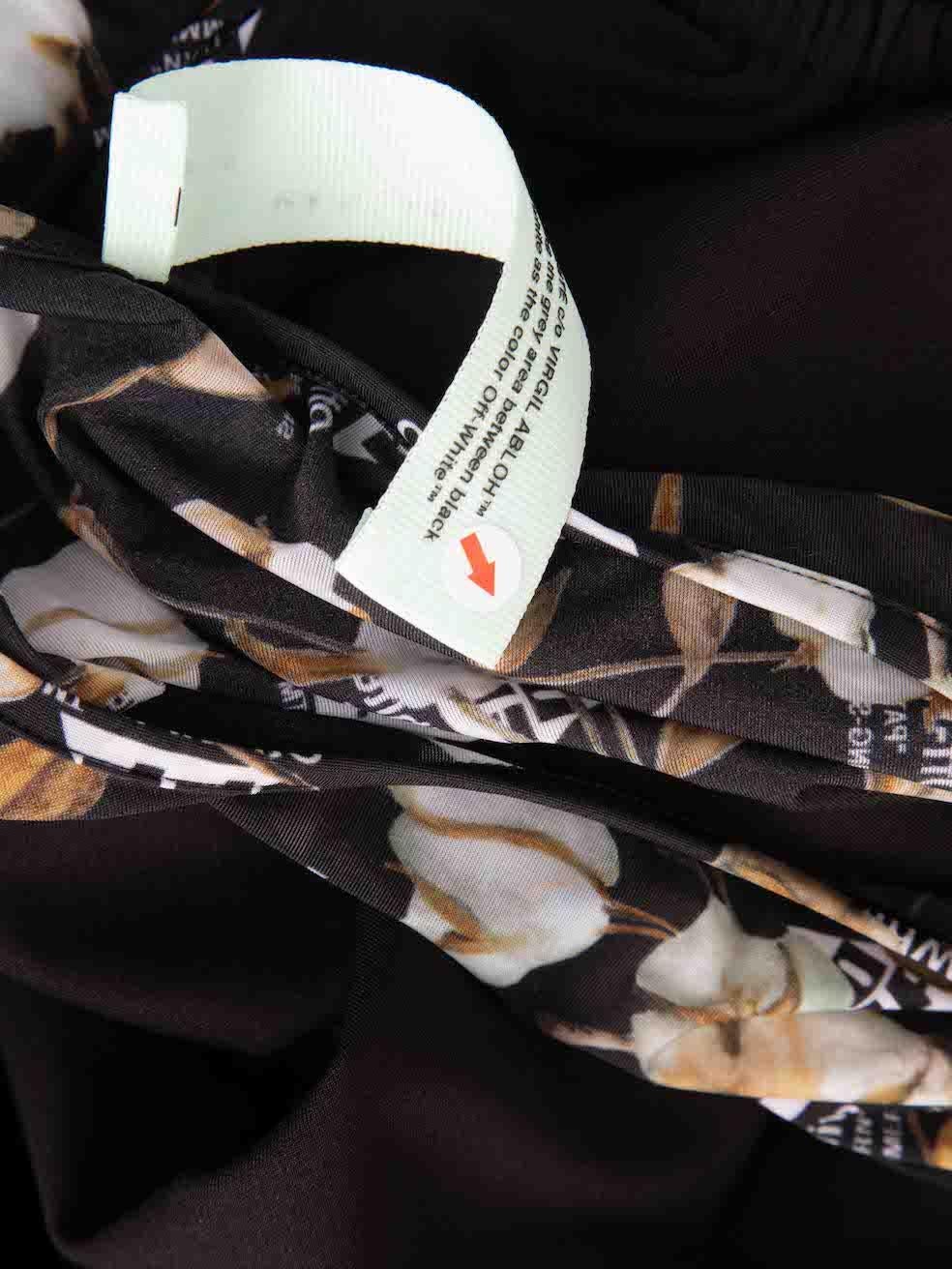 Off-White Floral Print Mesh Panel Midi Dress Size S In Excellent Condition For Sale In London, GB