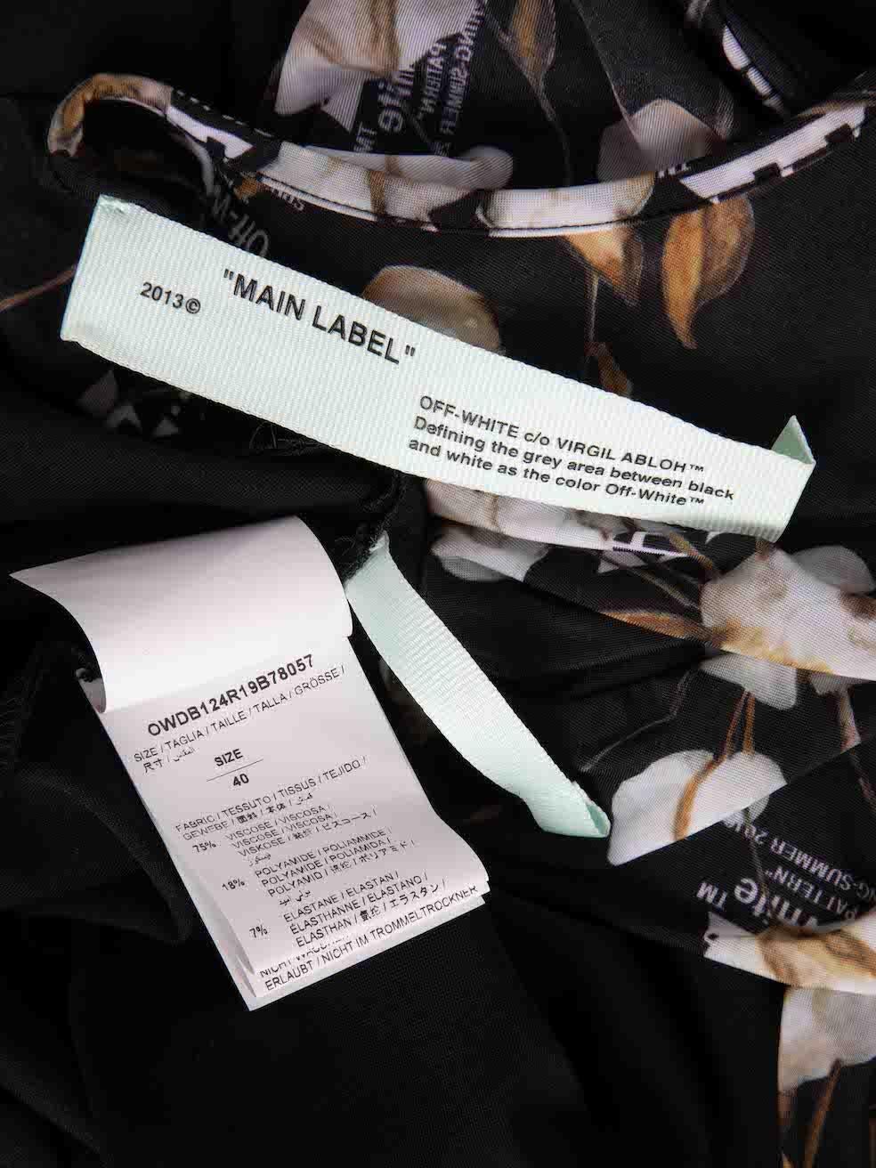 Women's Off-White Floral Print Mesh Panel Midi Dress Size S For Sale
