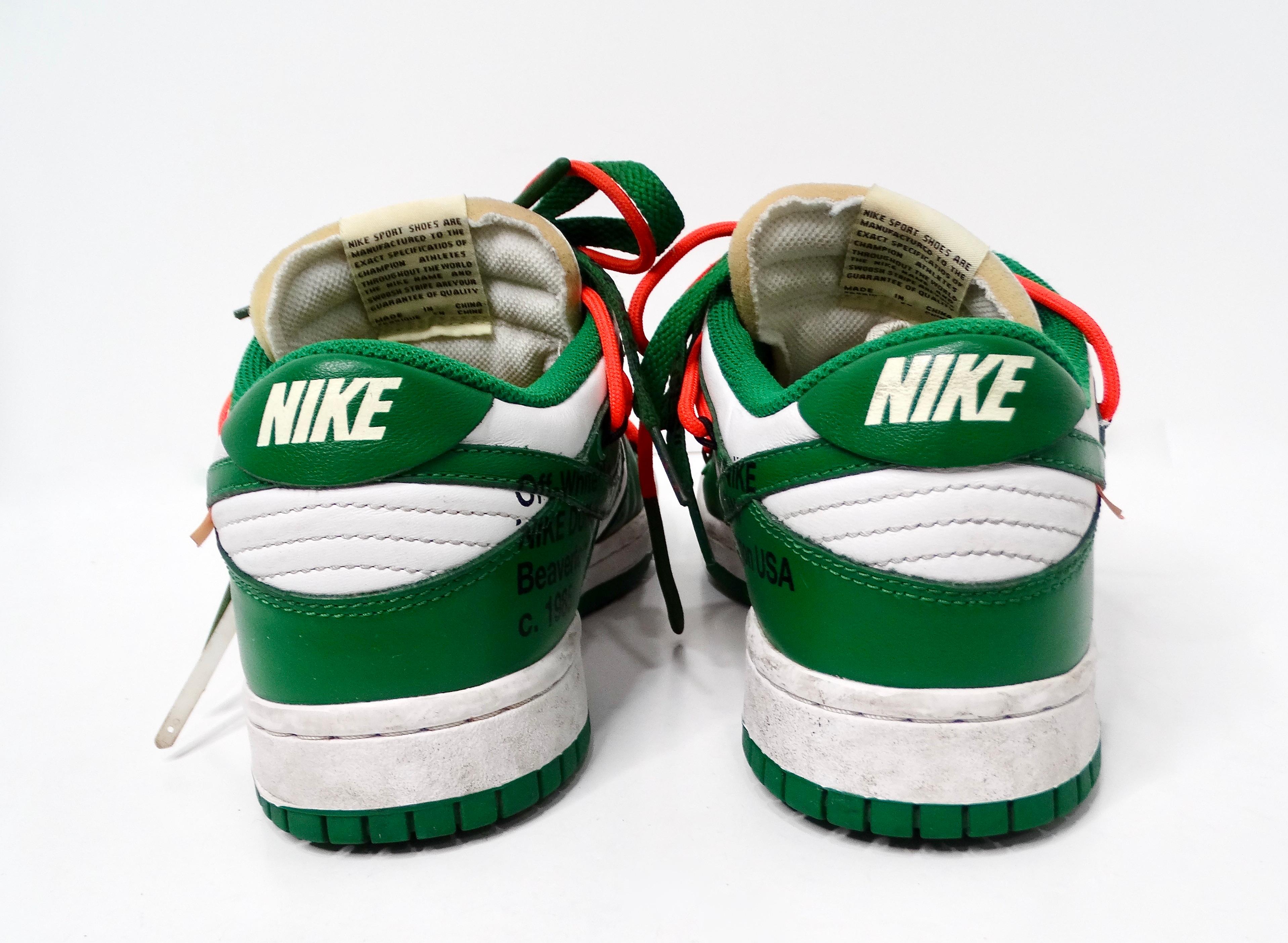 Off-White for Nike Dunk Low Pine Green Sneakers 2019 In Good Condition For Sale In Scottsdale, AZ