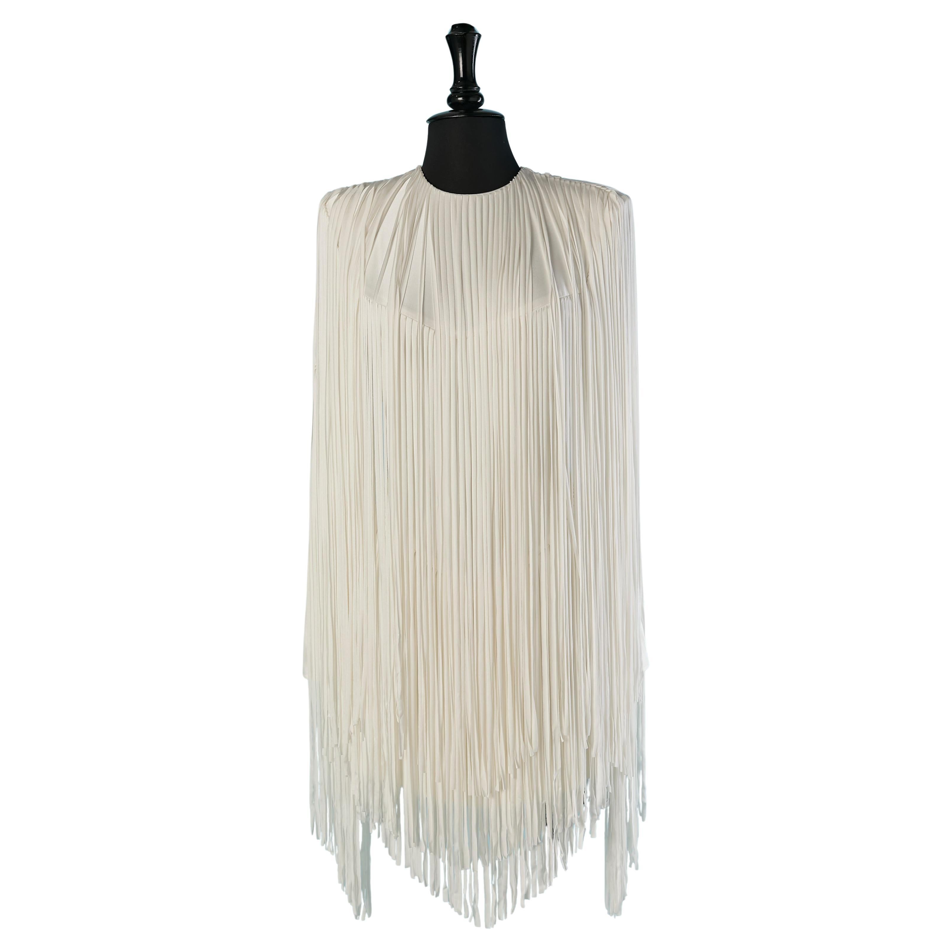 Off-white fringed jersey mini dress ALEXANDRE VAUTHIER