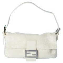 Off-white full beaded evening bag with leather details Fendi Baguettemania