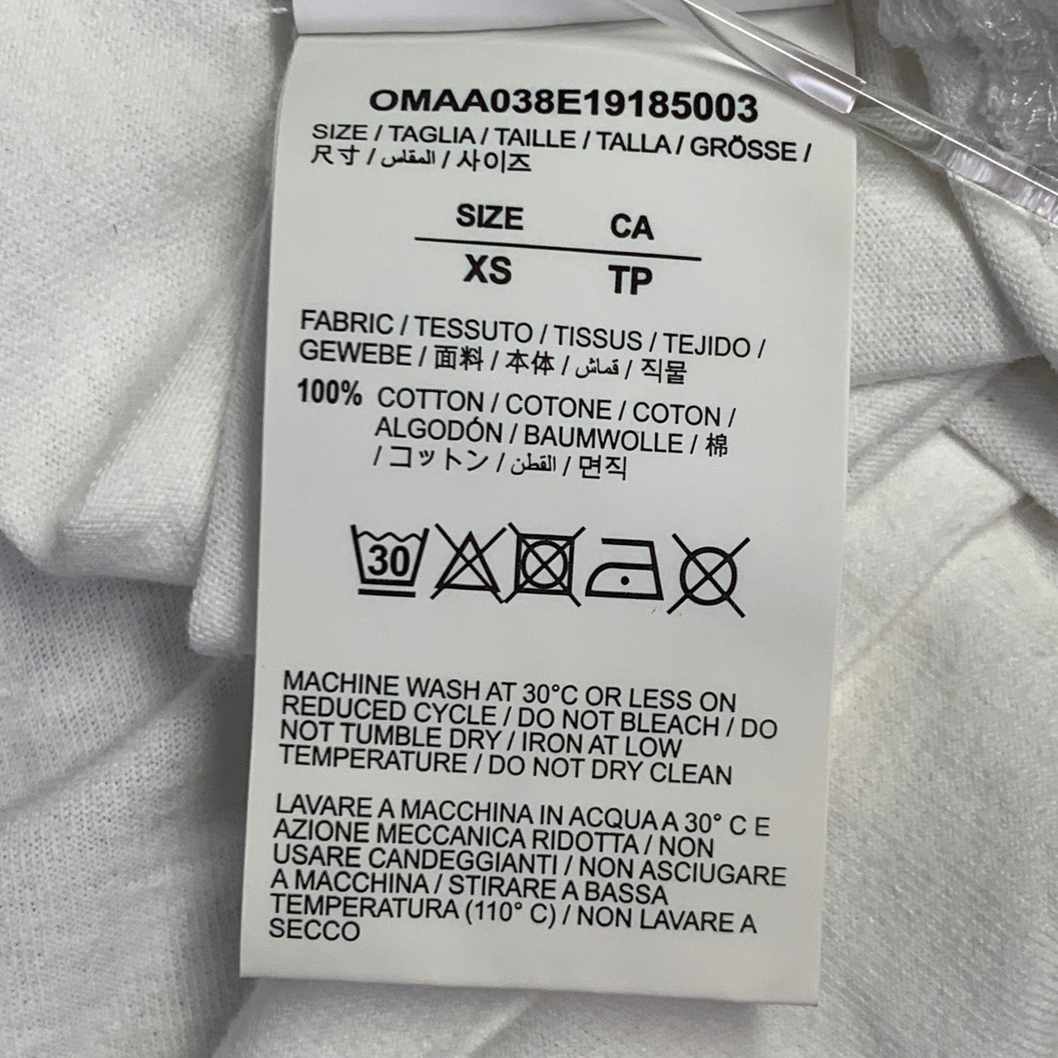 OFF-WHITE FW20 Size XS White Black Logo Cotton Crew-Neck T-shirt For Sale 6