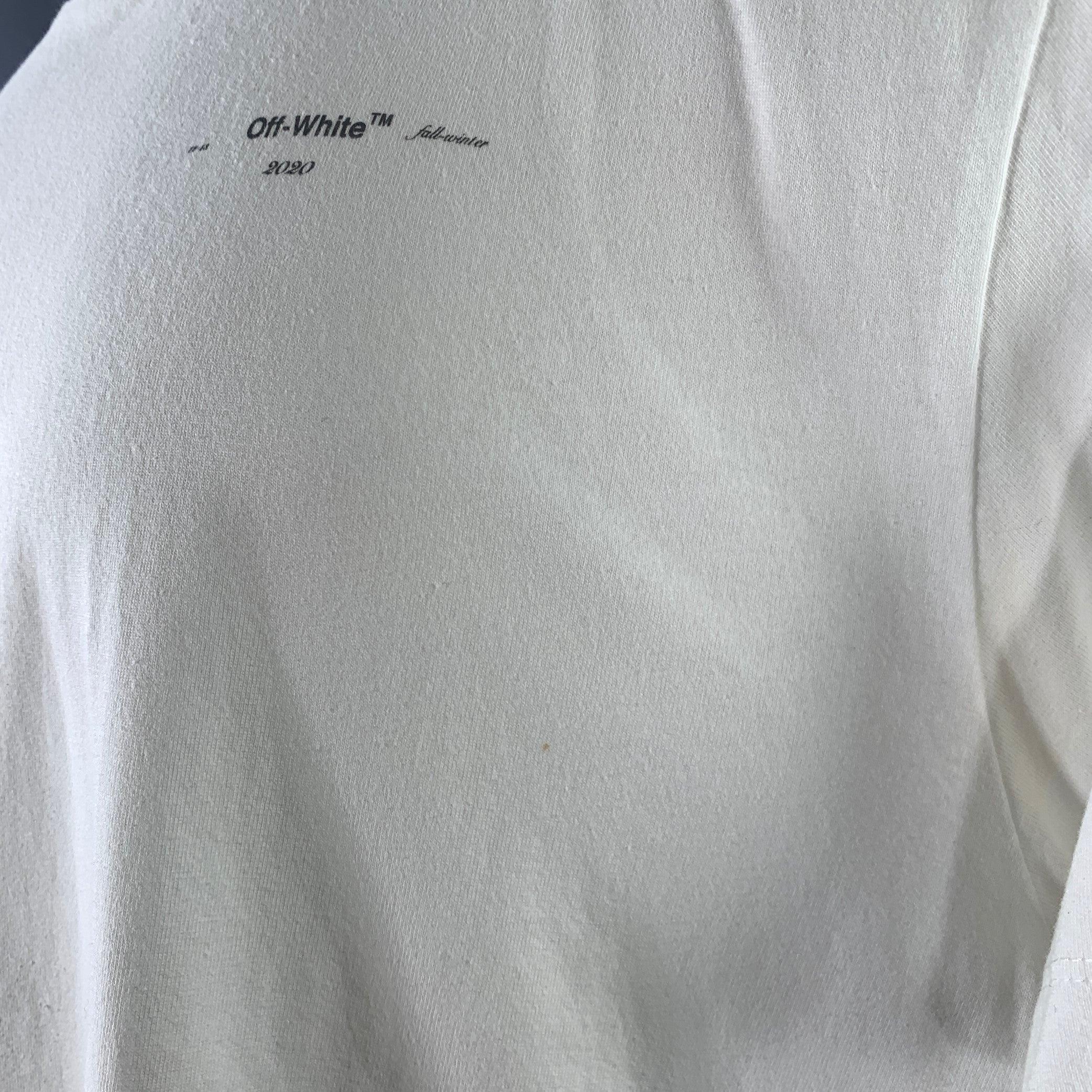 OFF-WHITE FW20 Size XS White Black Logo Cotton Crew-Neck T-shirt For Sale 4