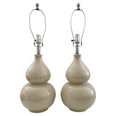 Paire de lampes gourdes en céramique émaillée Whiting