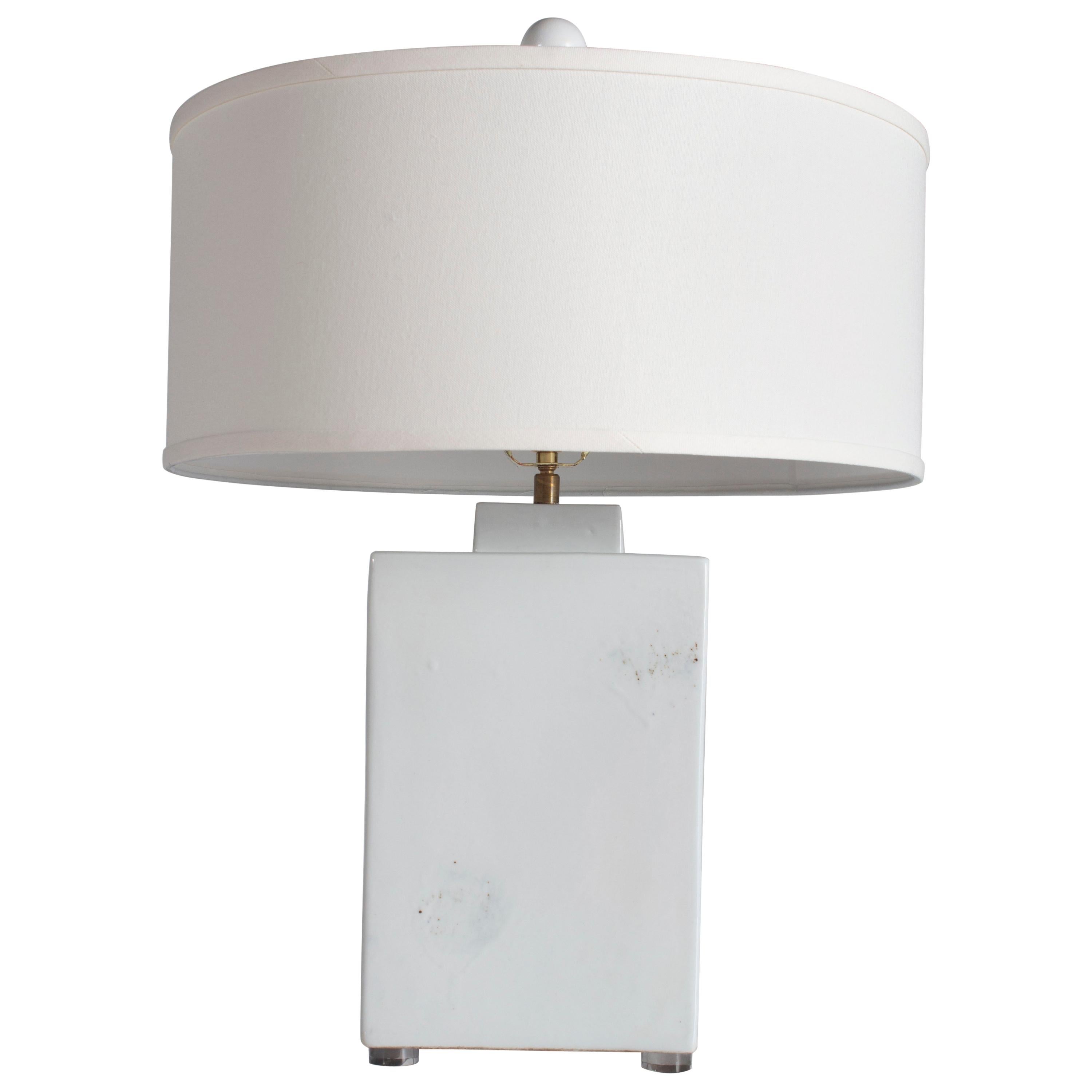 Off-White Glazed Jar Table Lamp
