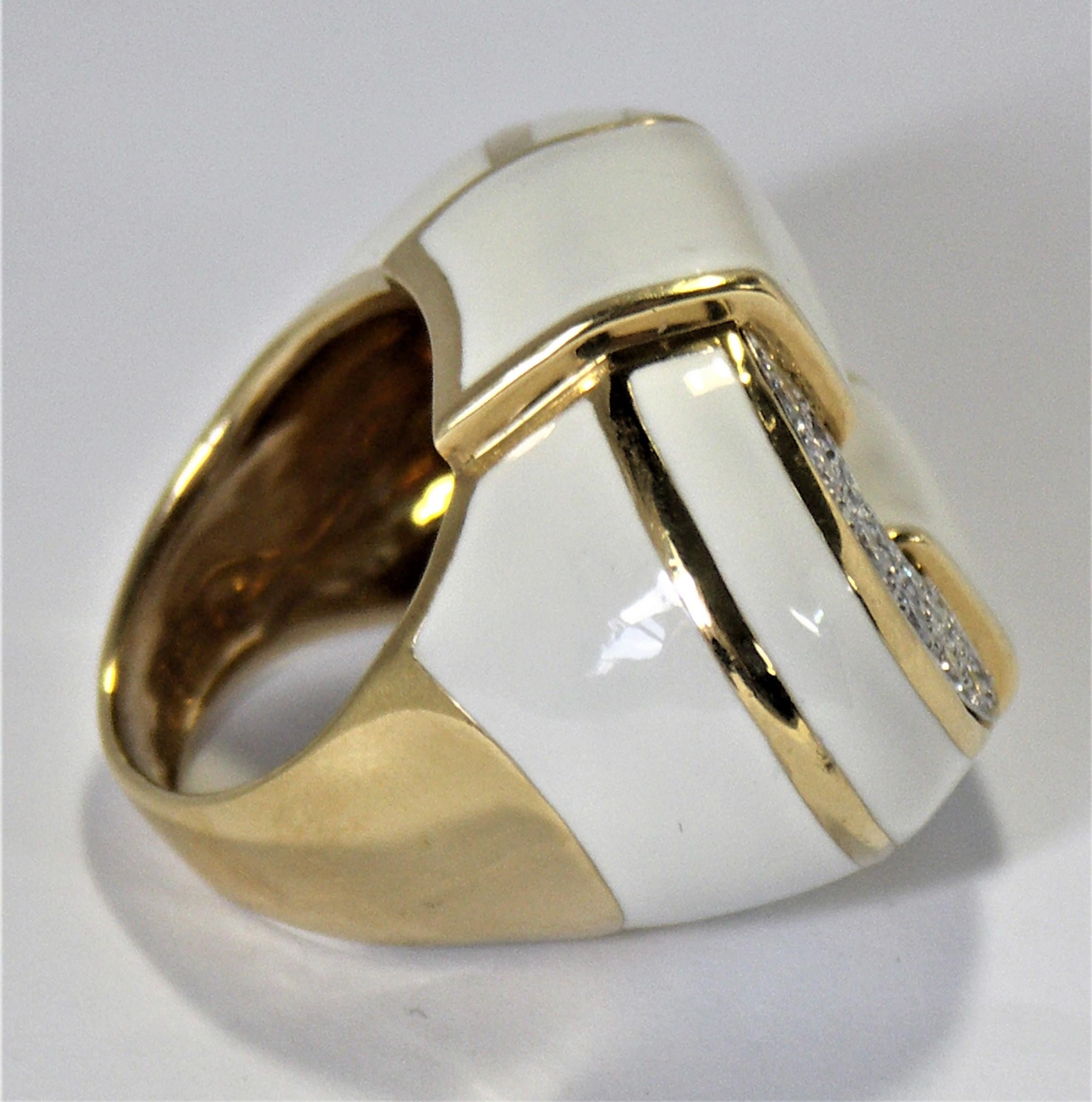 Round Cut Off-White Gold and Diamond Large Scale Ring