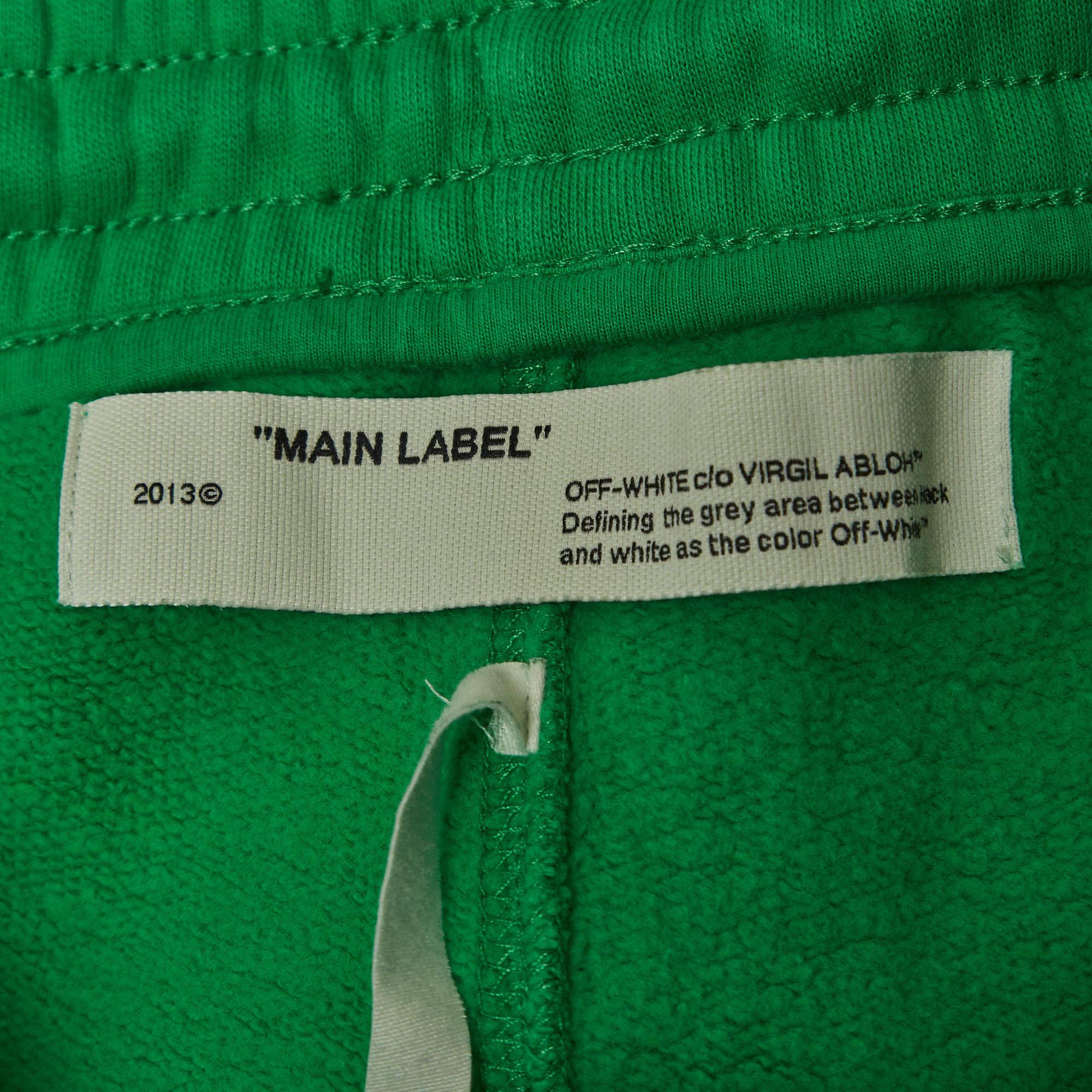 Men's Off-White Green Cotton Printed Bermuda Shorts XS