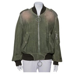 Chaqueta Bomber Verde Cupro Efecto Lavado Con Cremallera Delantera Off-White M