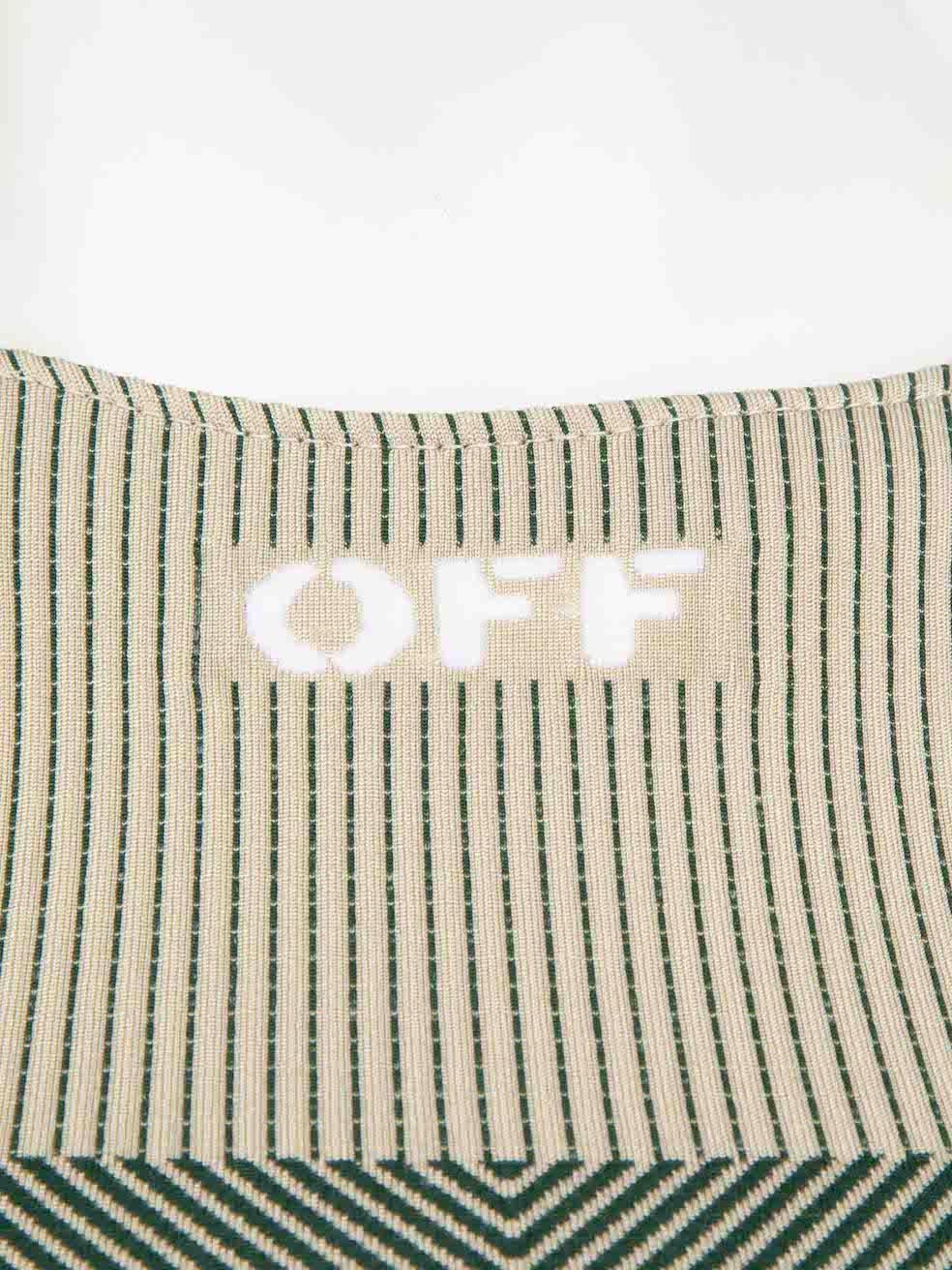Women's Off-White Green Striped Logo Knit Fitted T-Shirt Size M For Sale