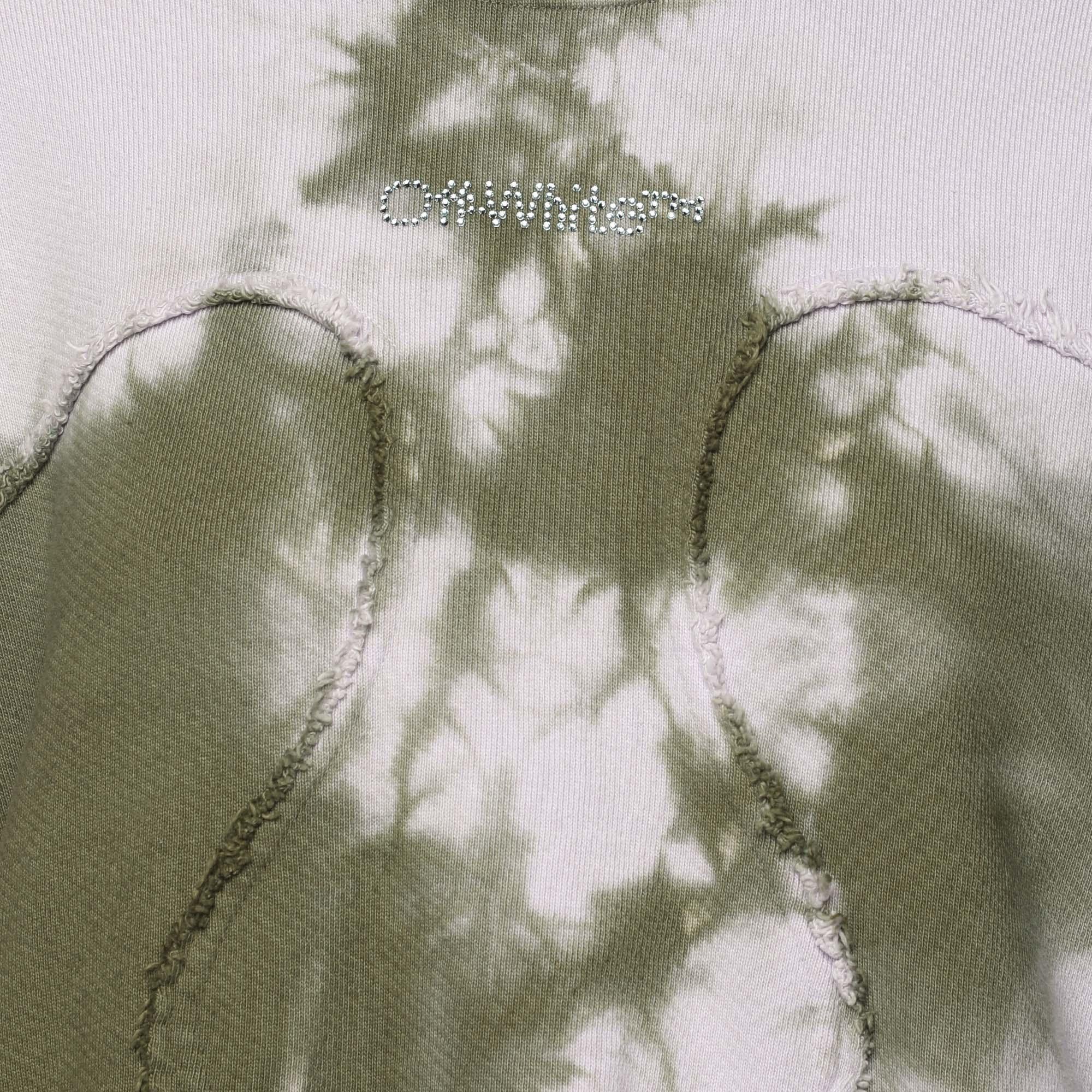 Gris Off-White - Sweat à col ras du cou en tricot de coton Tie Dye vert XS en vente