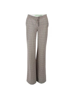 Off-White Grey Checked Wide Leg Trousers Size XS