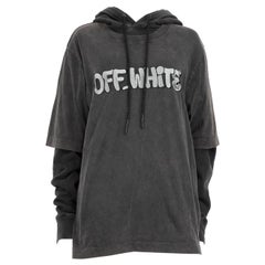 Off-White Grey GM Vintage Double Sleeve Hoodie Size M