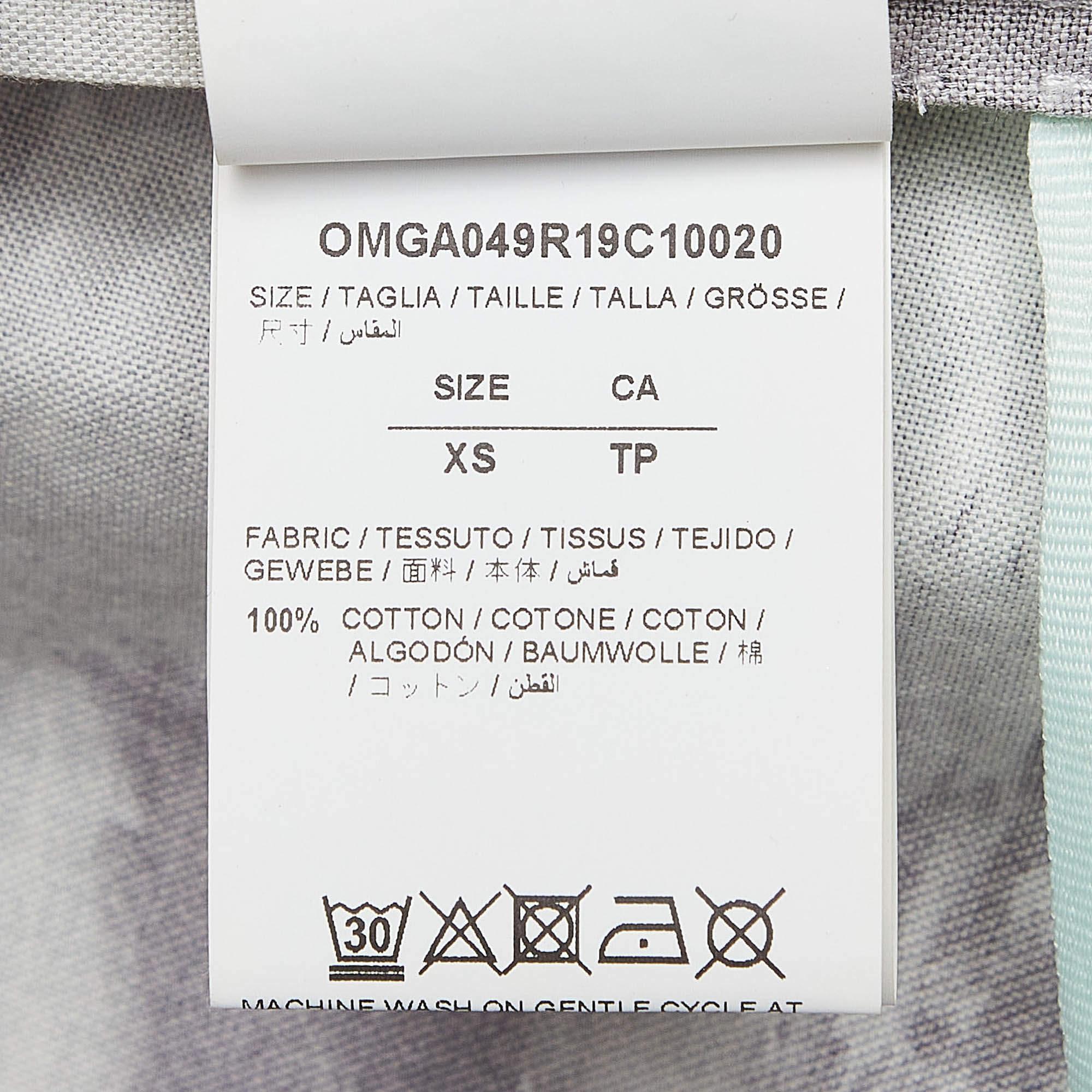 Men's Off-White Grey Printed Cotton Buttoned Up Shirt XS