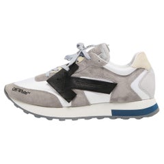 Off-White Grey Suede and Fabric Arrow Low Top Sneakers Size 44