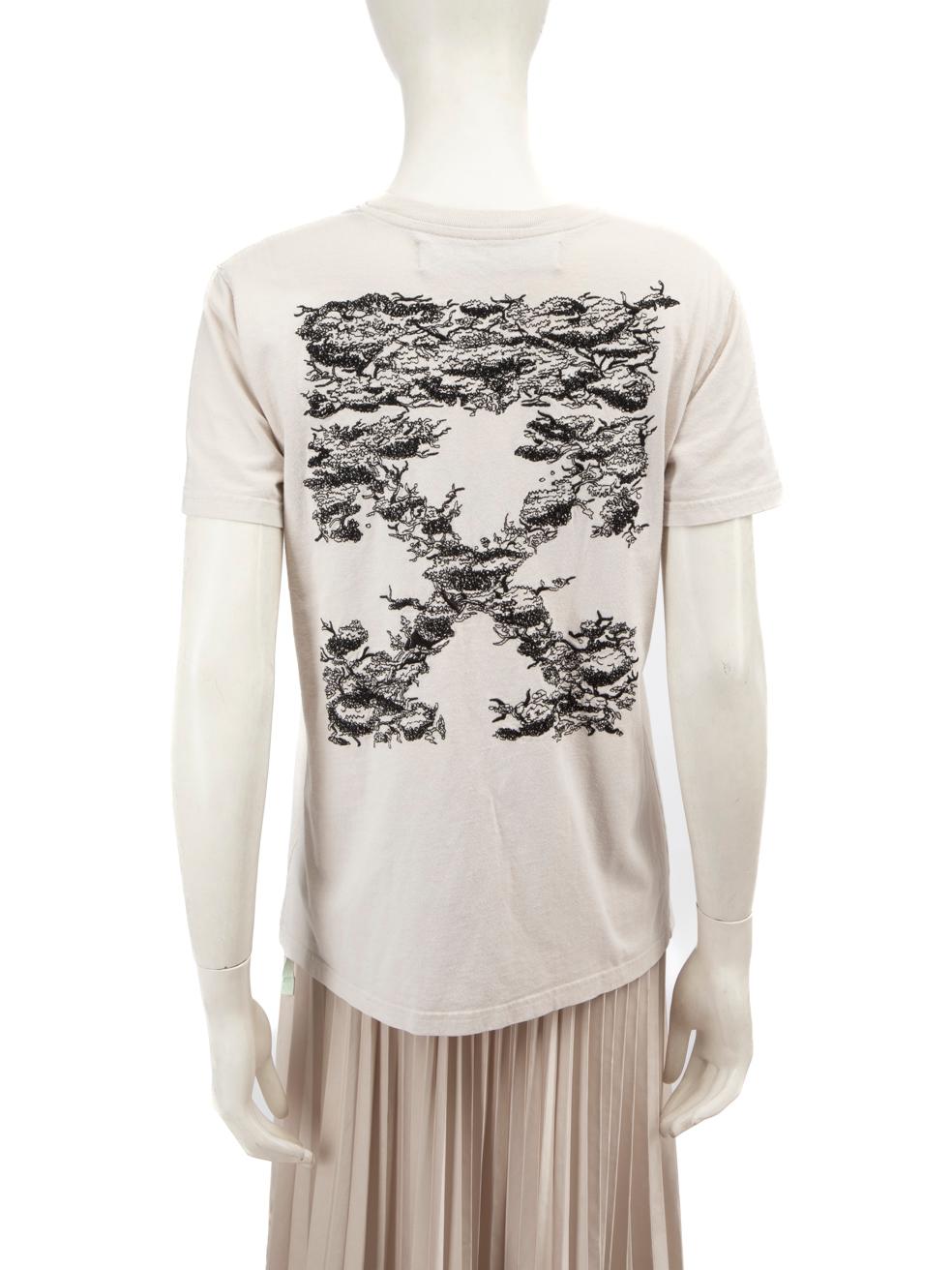 Beige Top ricamato con logo dell'albero grigio di Off-White taglia M. in vendita