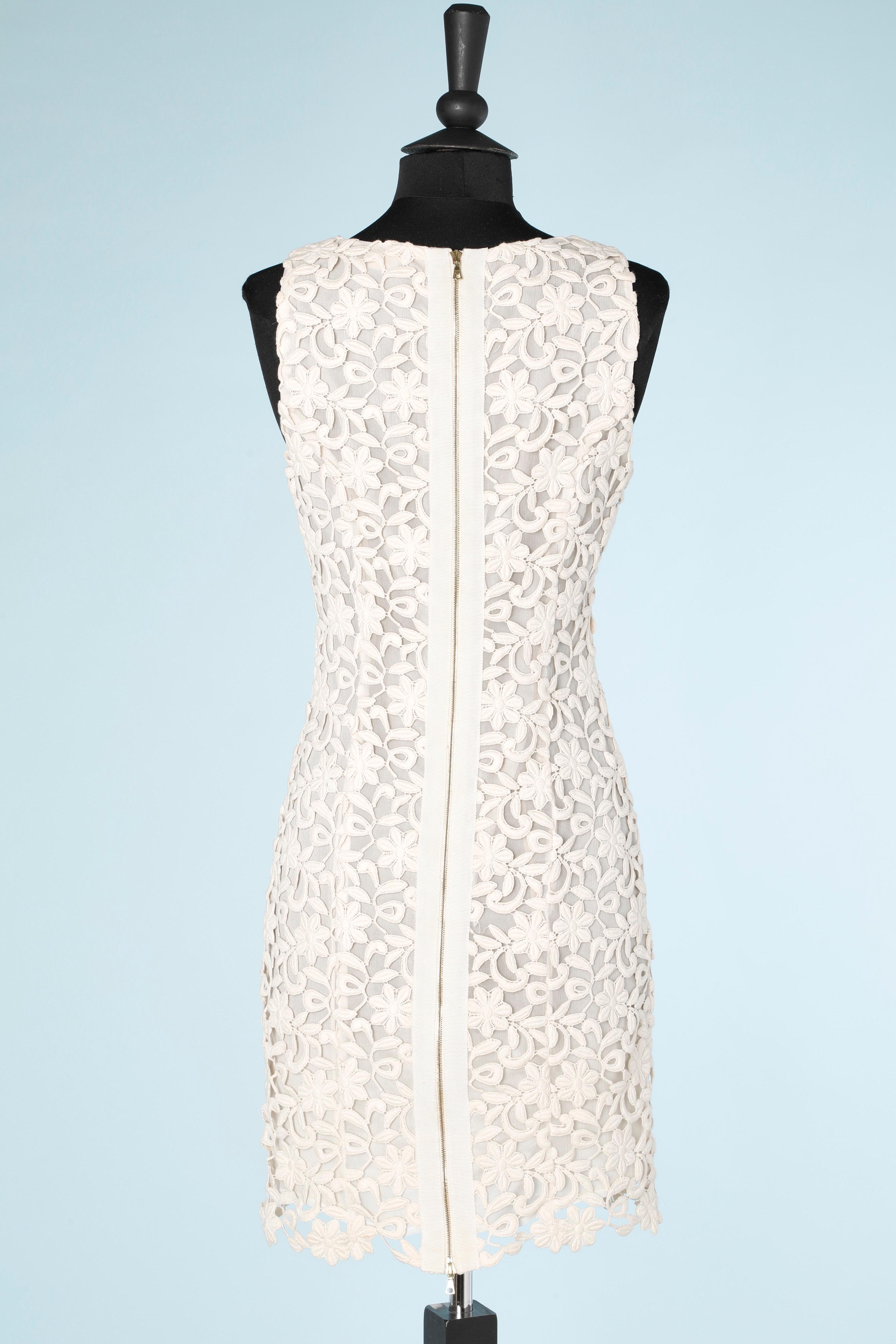 Women's Off-white guipure sleeveless dress with zip in the middle back Antonio Berardi  For Sale