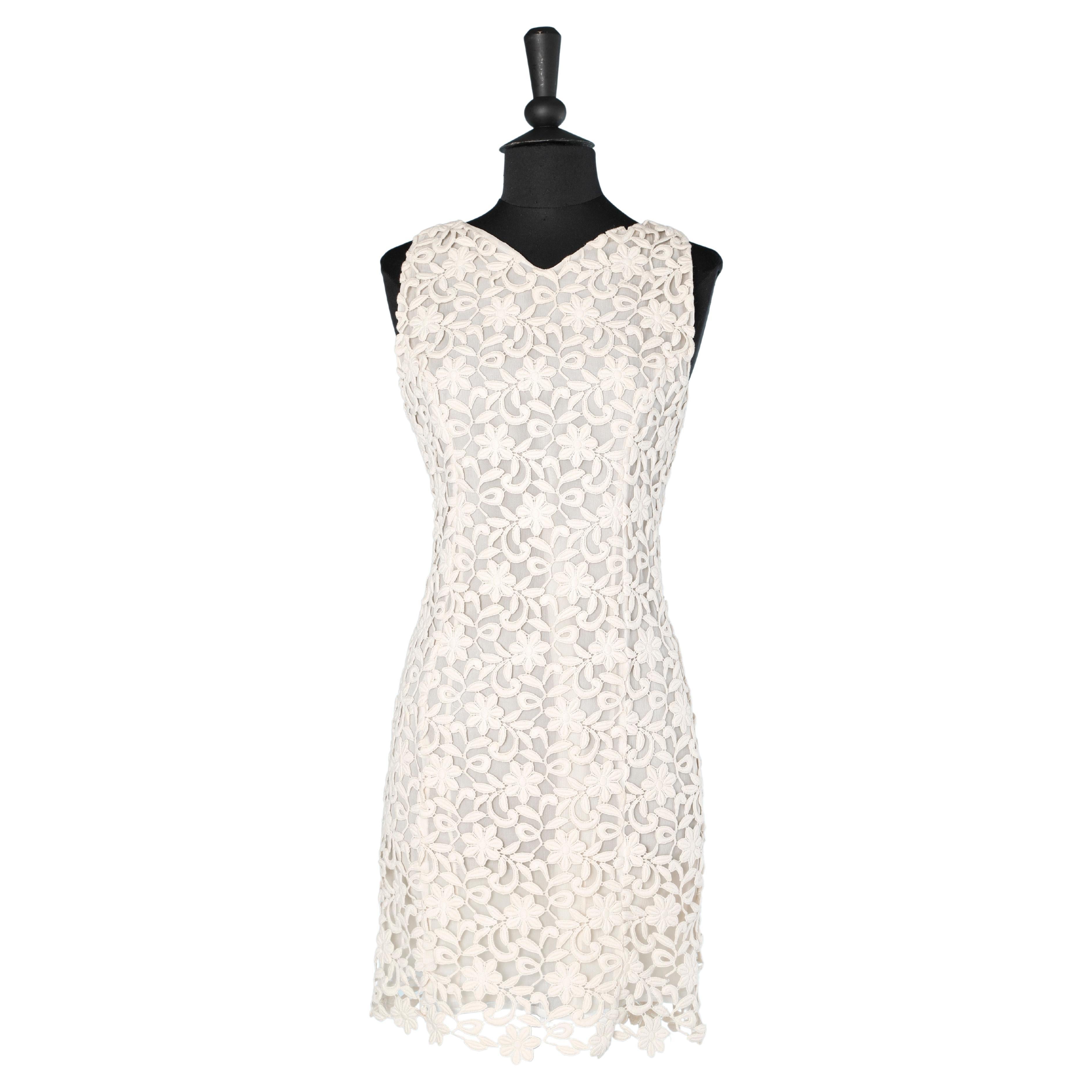 Off-white guipure sleeveless dress with zip in the middle back Antonio Berardi  For Sale