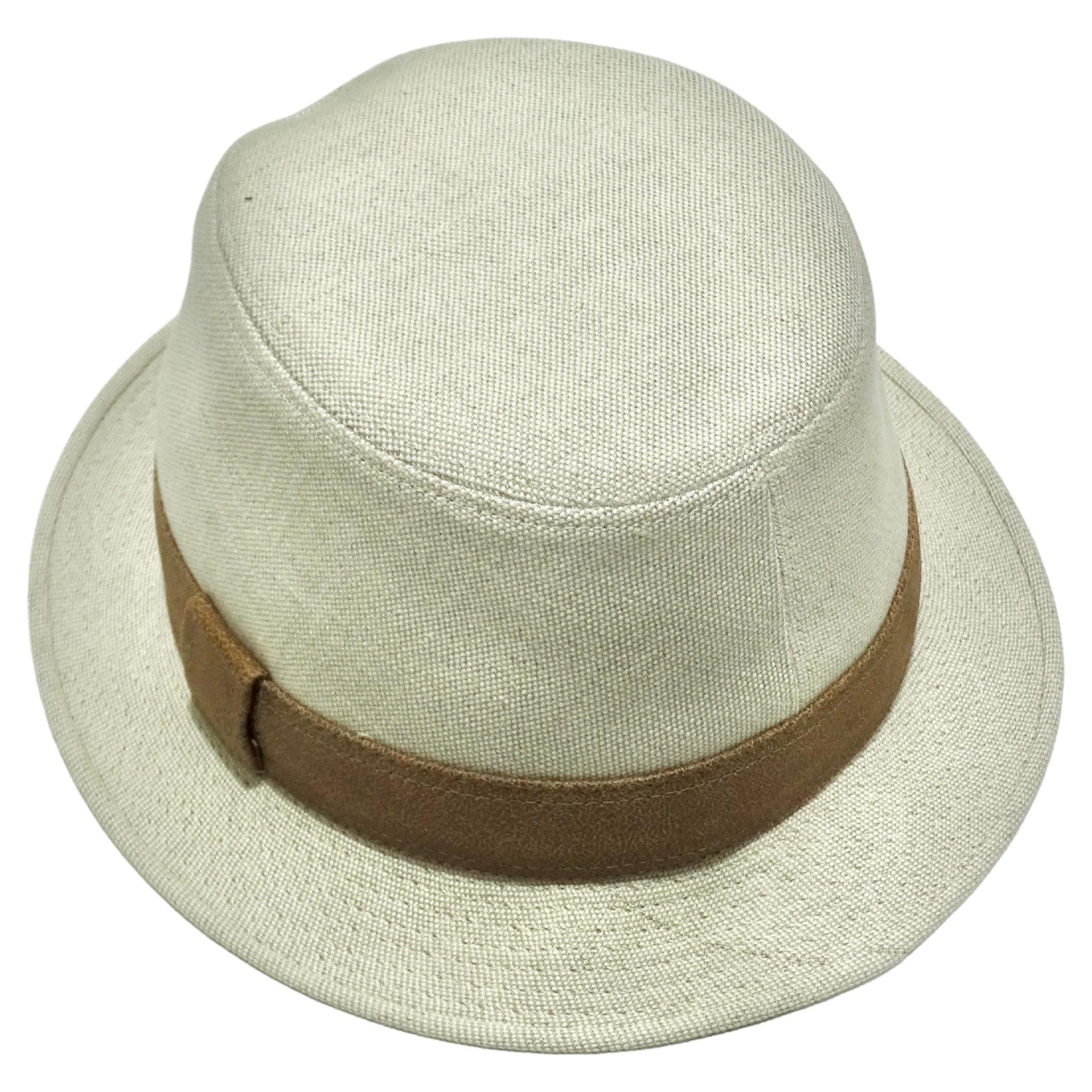 Off White Hermes Fedora With Brown Classic Strap