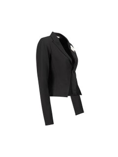 Black Sequin Bow Detail Cropped Blazer Size L
