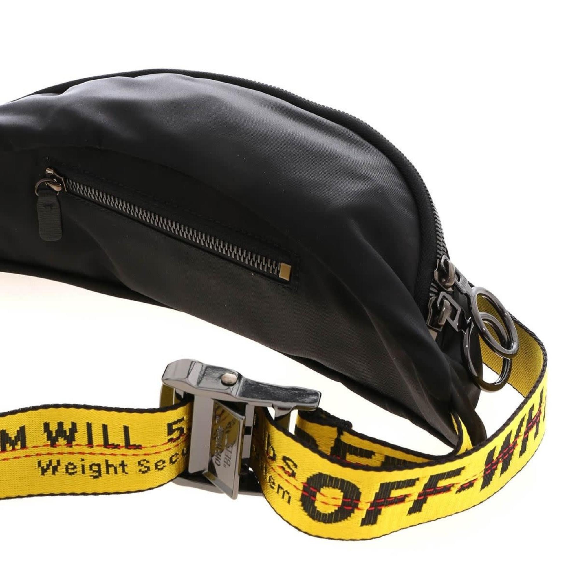 Off-white Industrial Logo Black Nylon Belt Bag In Excellent Condition For Sale In Montreal, Quebec