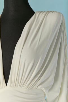 Off-white jersey draped cocktail dress ALEXANDRE VAUTHIER