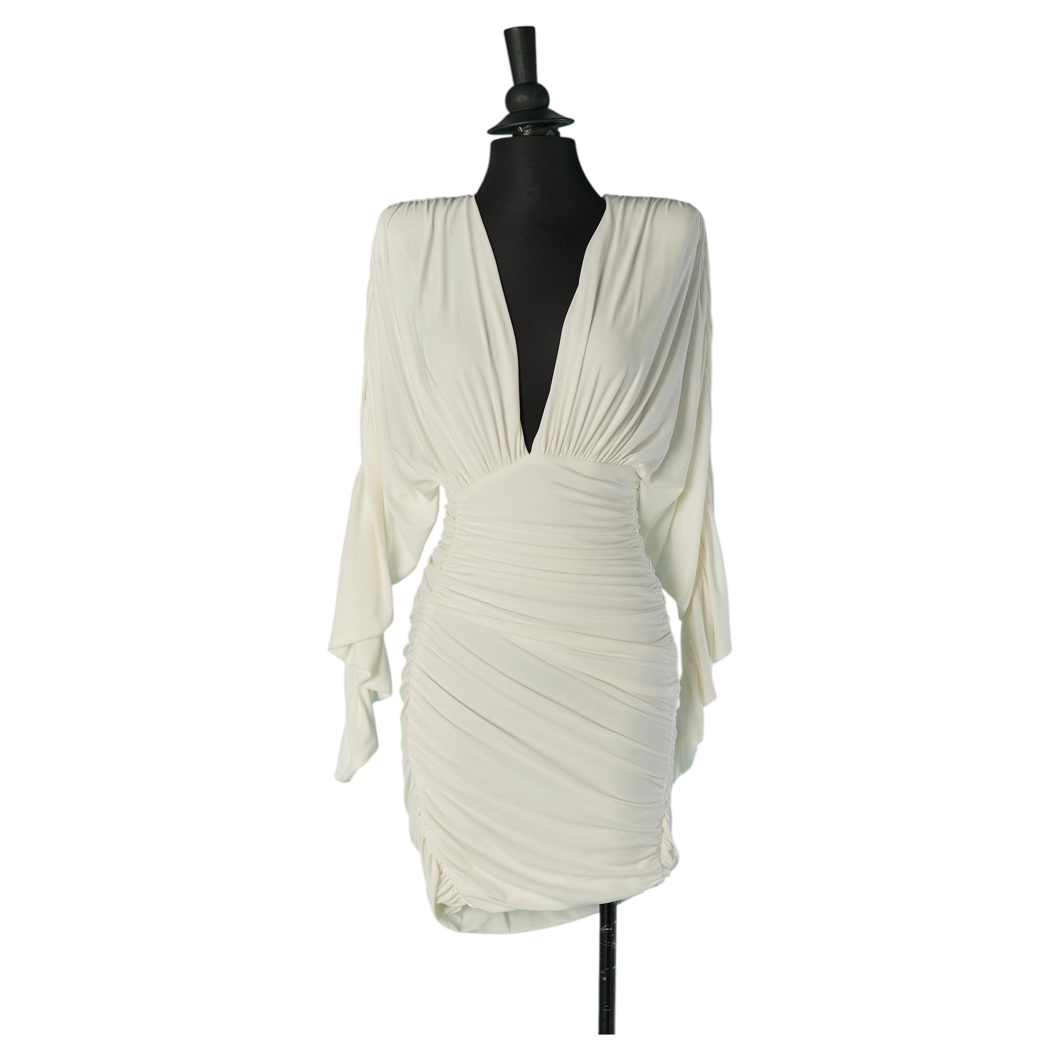 Off-white jersey draped cocktail dress ALEXANDRE VAUTHIER For Sale