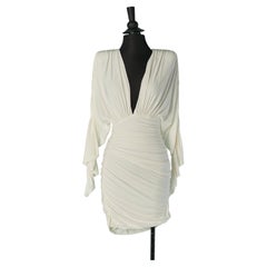 Off-white jersey draped cocktail dress ALEXANDRE VAUTHIER