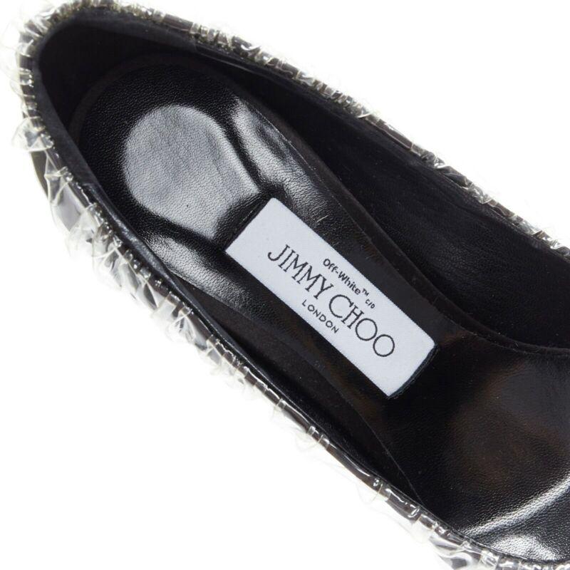 JIMMY CHOO - Chaussures à talons hauts en satin noir à pointes transparentes EU38 en vente 4