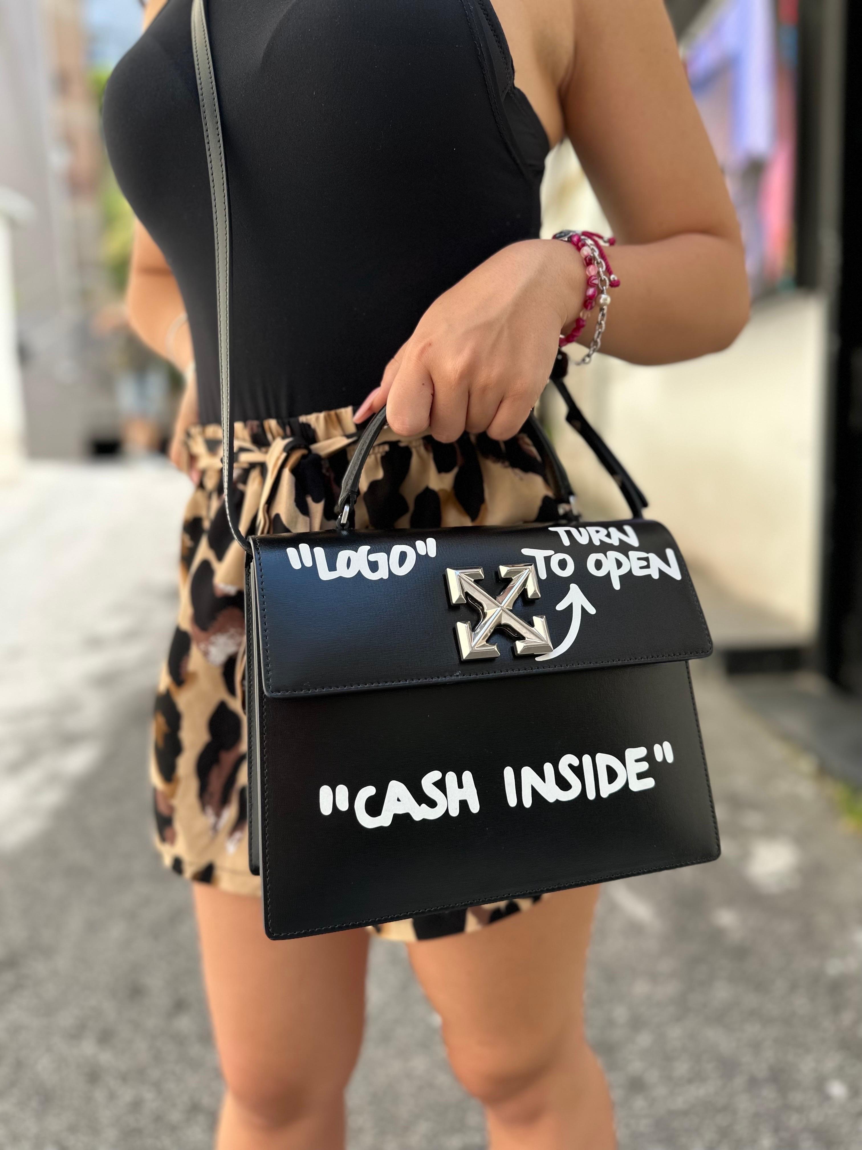 Shop Off-White Jitney 1.4 Cash Inside Leather Top Handle Bag