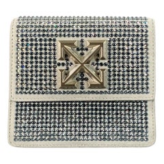 OFF-WHITE JITNEY Grey Rhinestones Leather Crossbody Handbag