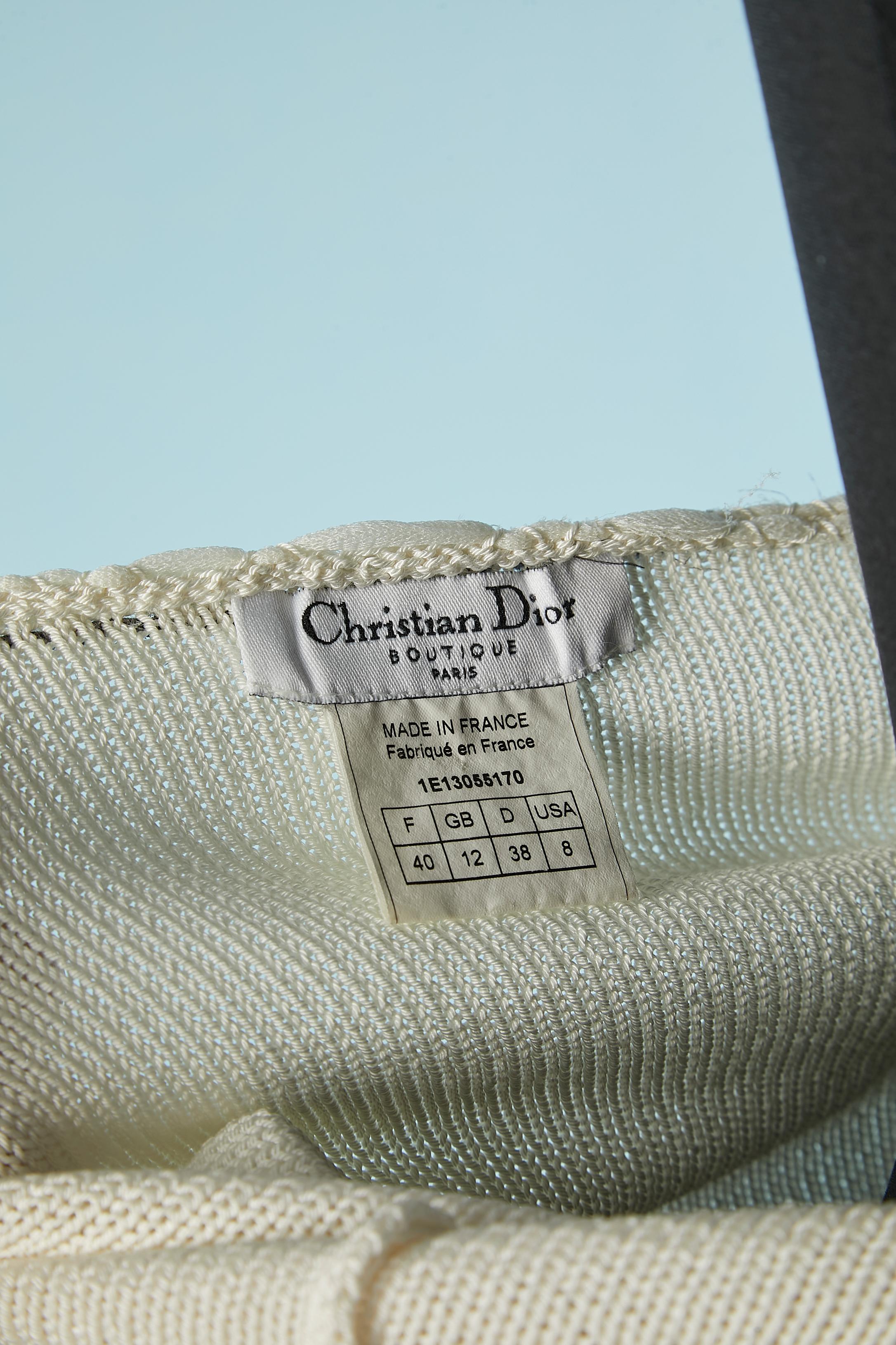 Ensemble cardigan et bustier en tricot blanc cassé - Christian Dior Boutique  en vente 8