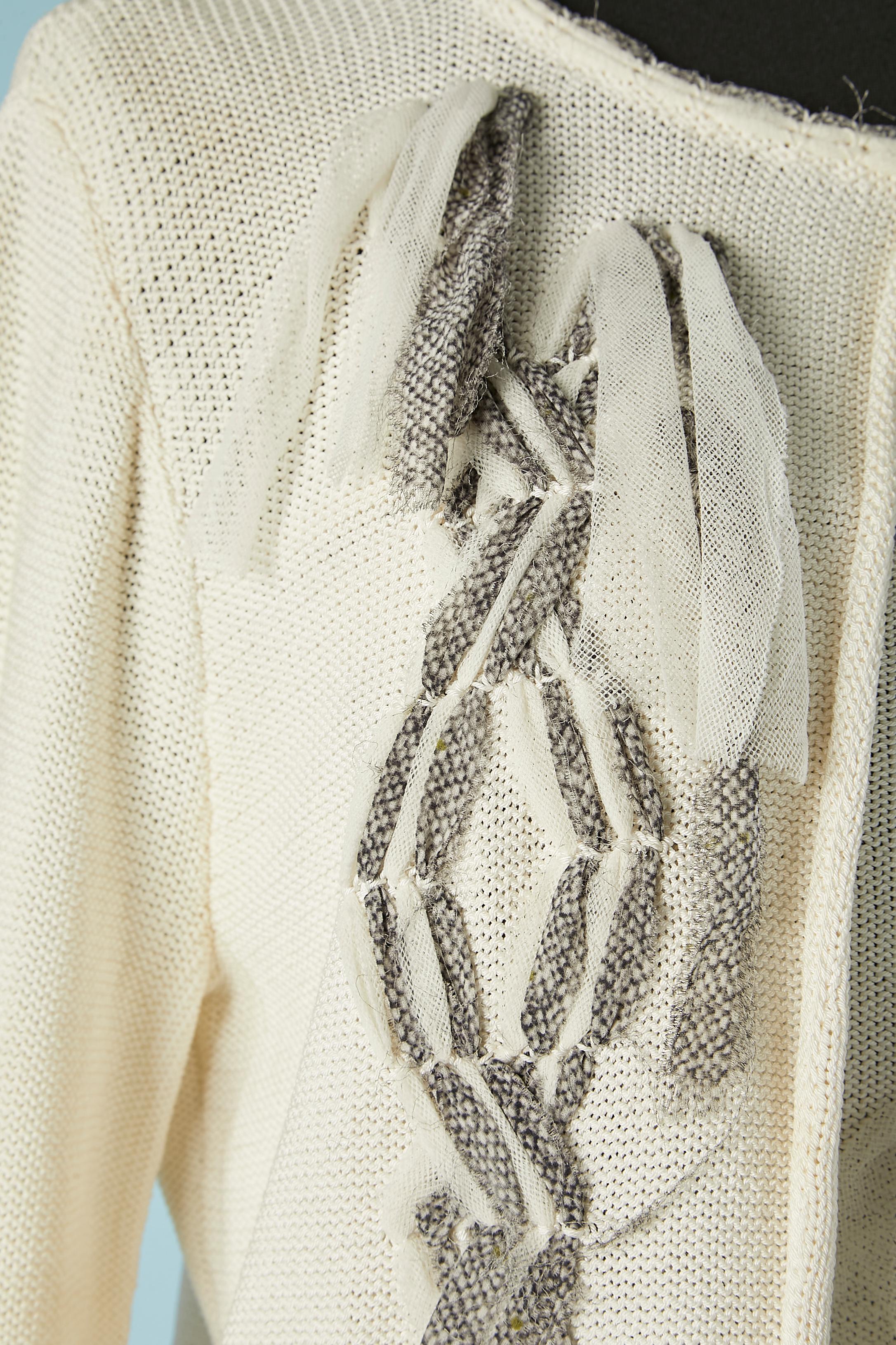 Gris Ensemble cardigan et bustier en tricot blanc cassé - Christian Dior Boutique  en vente