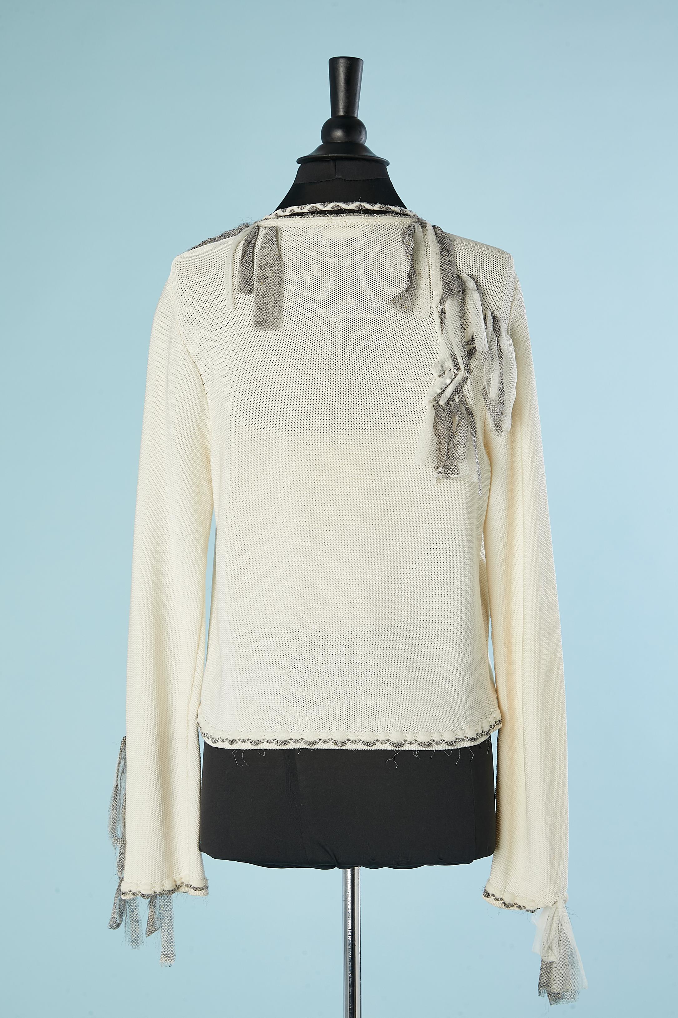 Ensemble cardigan et bustier en tricot blanc cassé - Christian Dior Boutique  en vente 2