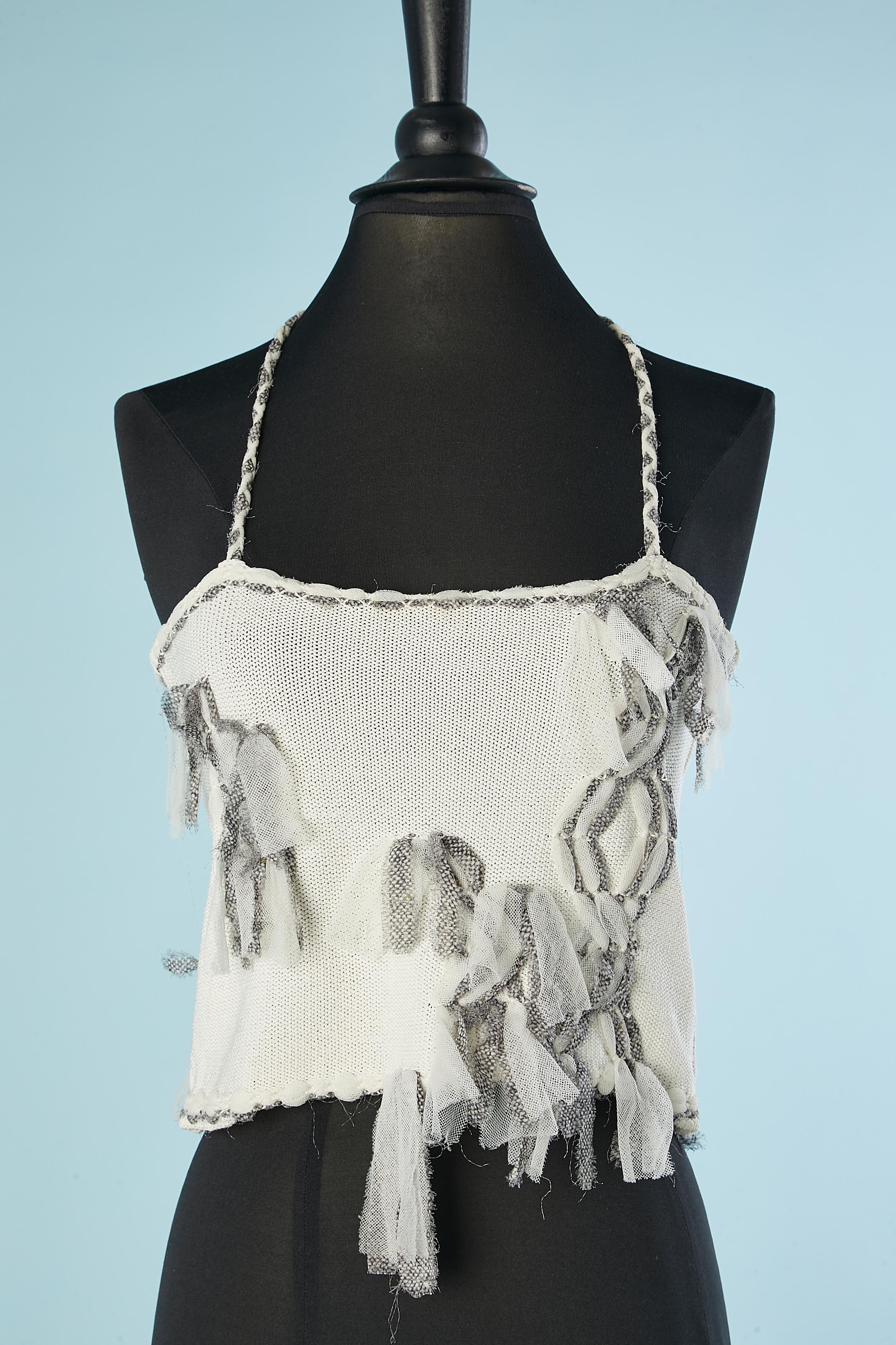 Off-white knit cardigan and bustier ensemble Christian Dior Boutique  For Sale 4
