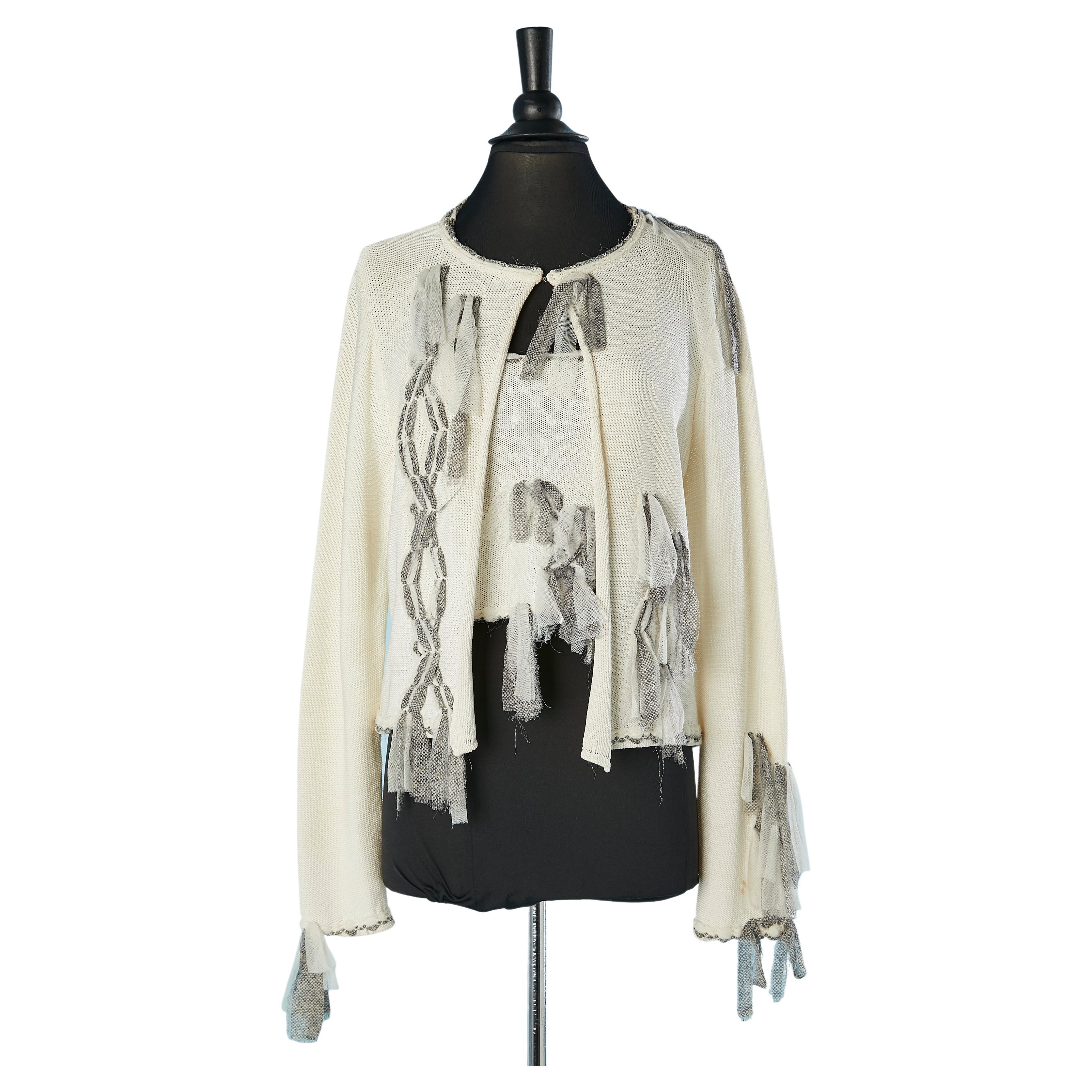 Off-white knit cardigan and bustier ensemble Christian Dior Boutique  For Sale