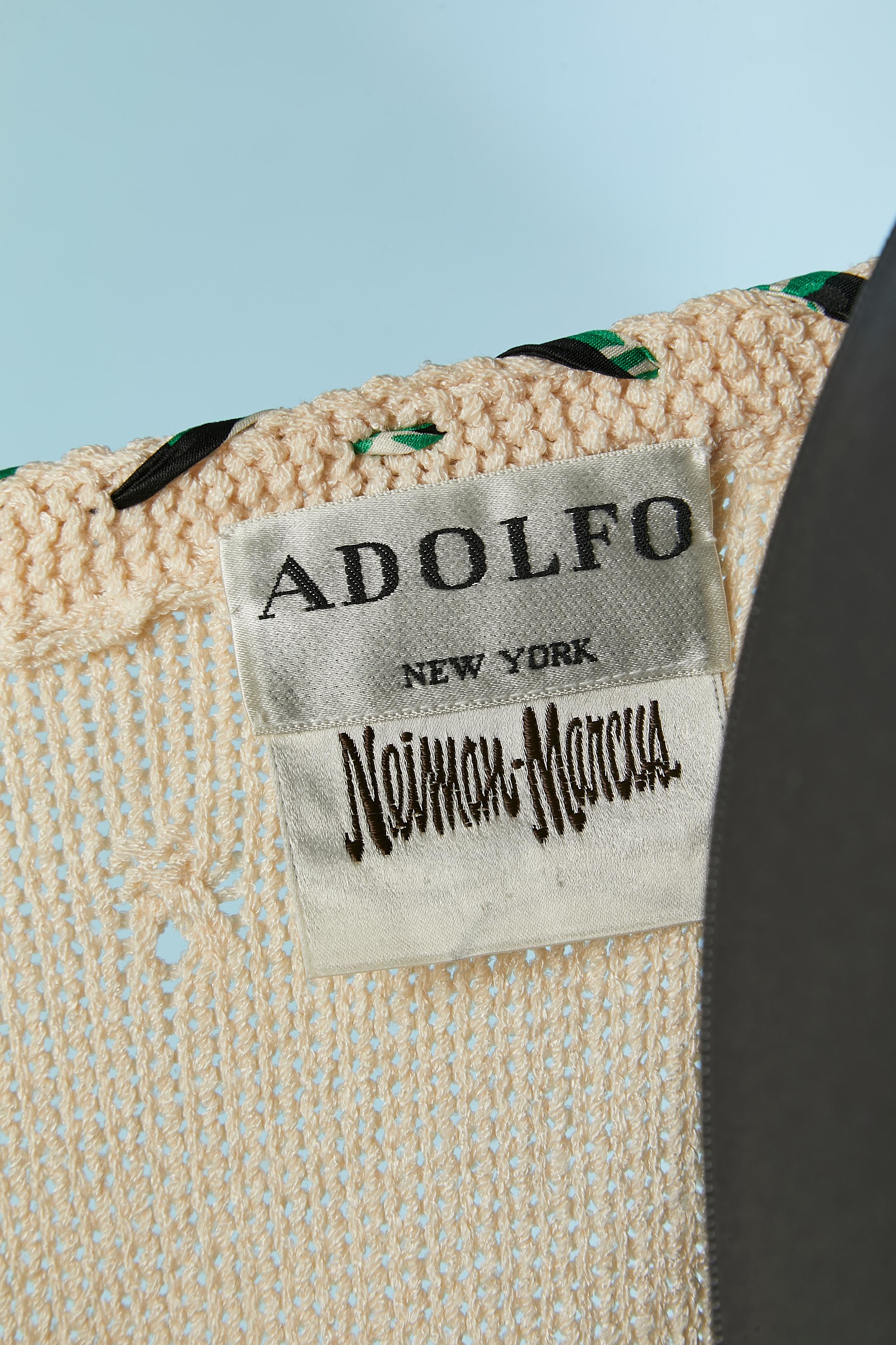 Off-white knit cotton cardigan with fabric leeves appliqué ADOLFO For Sale 1