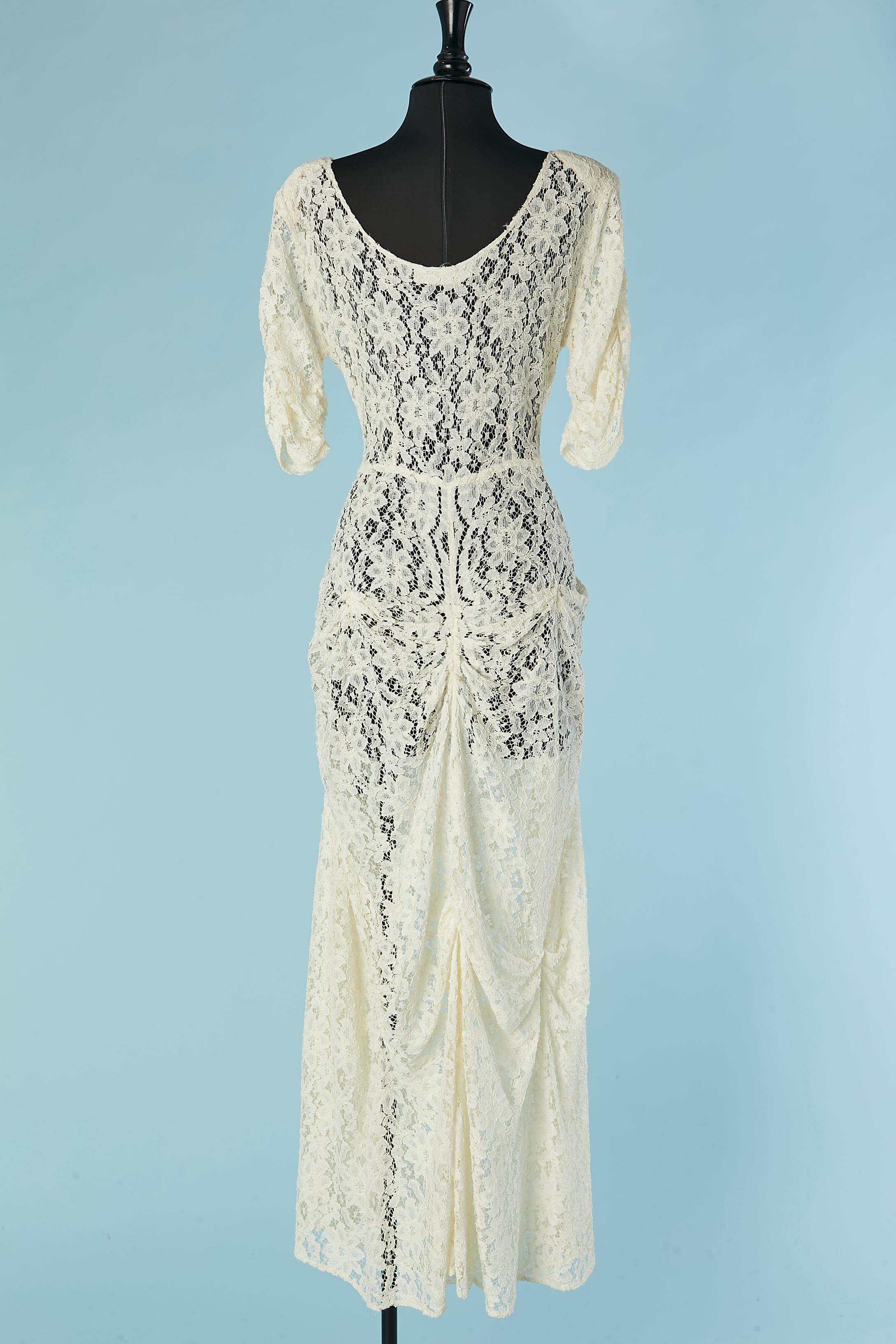 Abito da sera o da sposa in pizzo bianco sporco Marrika Nakk in vendita 2
